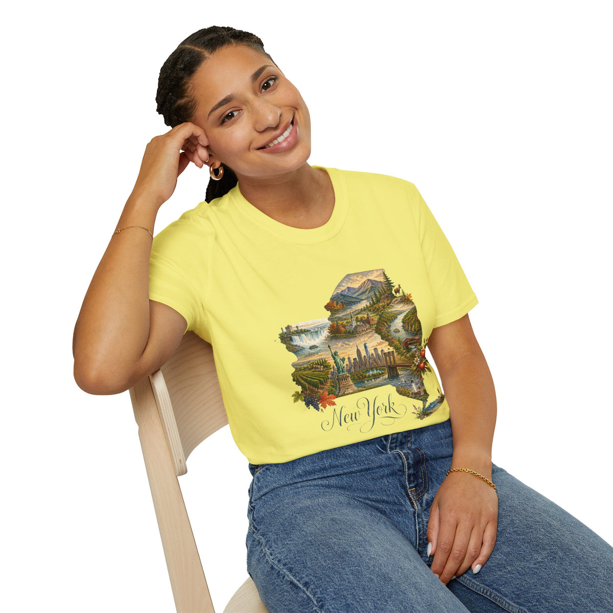 New York State Travel Tourist Graphic Design Unisex 100 Cotton Gildan T-Shirt