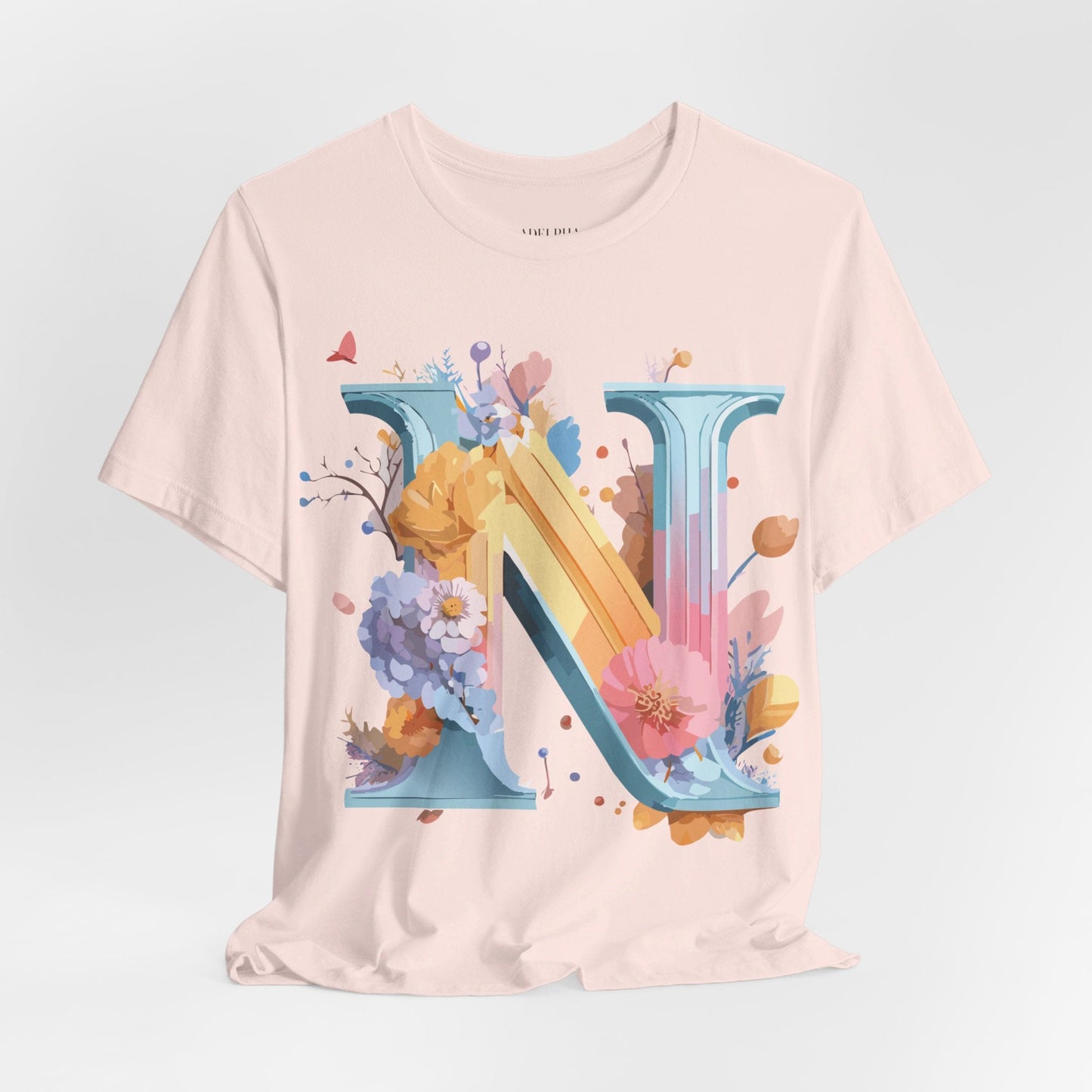 Letter N Shirt Classic Unisex Graphic Tee With Premium Vintage Adelpha Artwork Jersey Short Sleeve