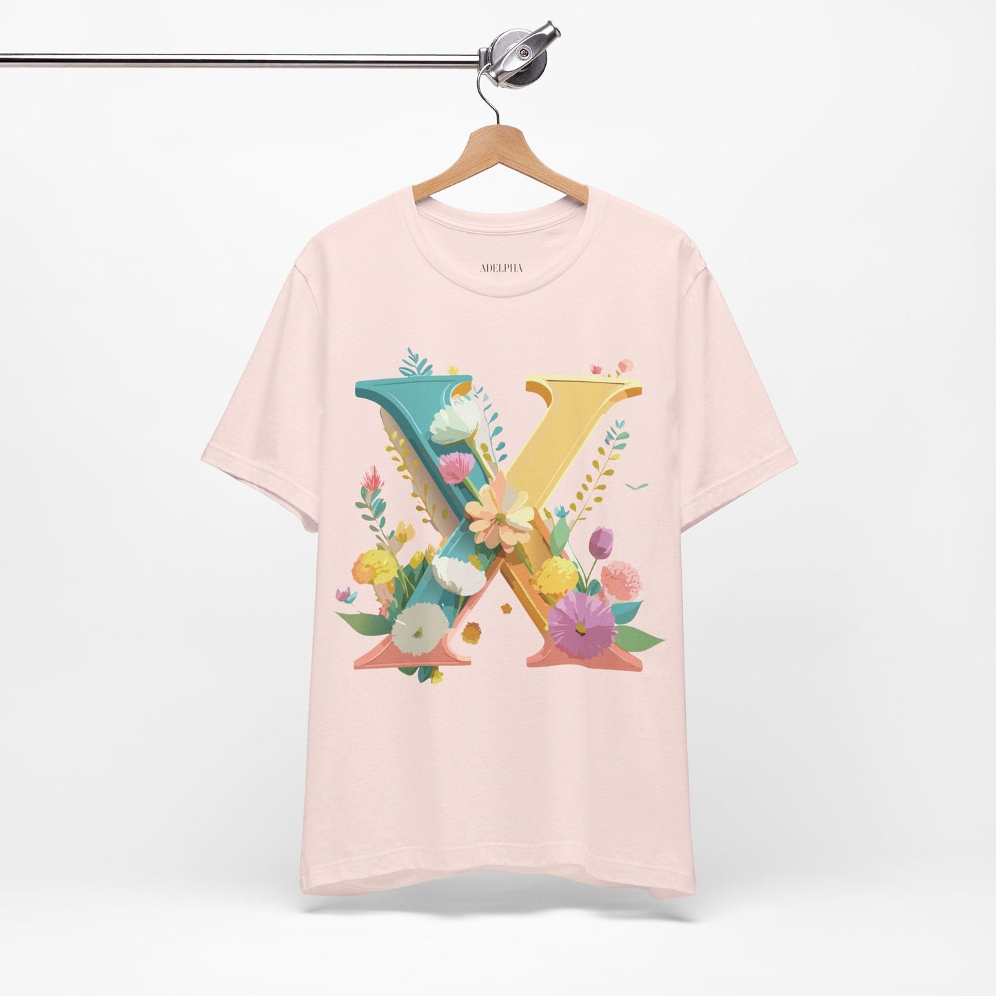 Letter X Shirt Unisex Graphic Tee Premium Vintage Inspired Adelpha Artwork Short Sleeve
