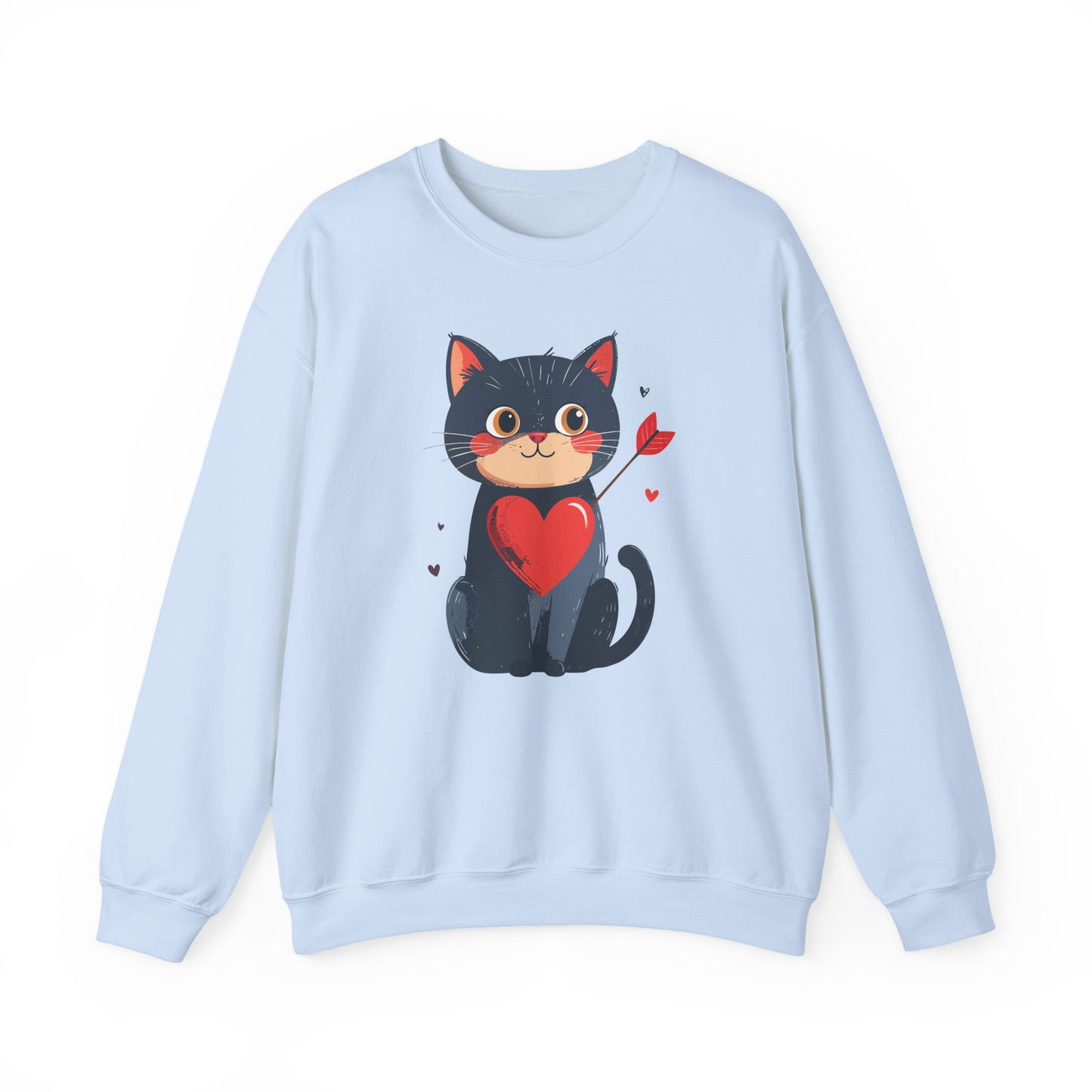 Cat Heart Sweatshirt, Heart Sweatshirt, Cat Sweatshirt, Valentine's Day Sweatshirt, 50/50 Cotton-Poly Animal Sweatshirt 108
