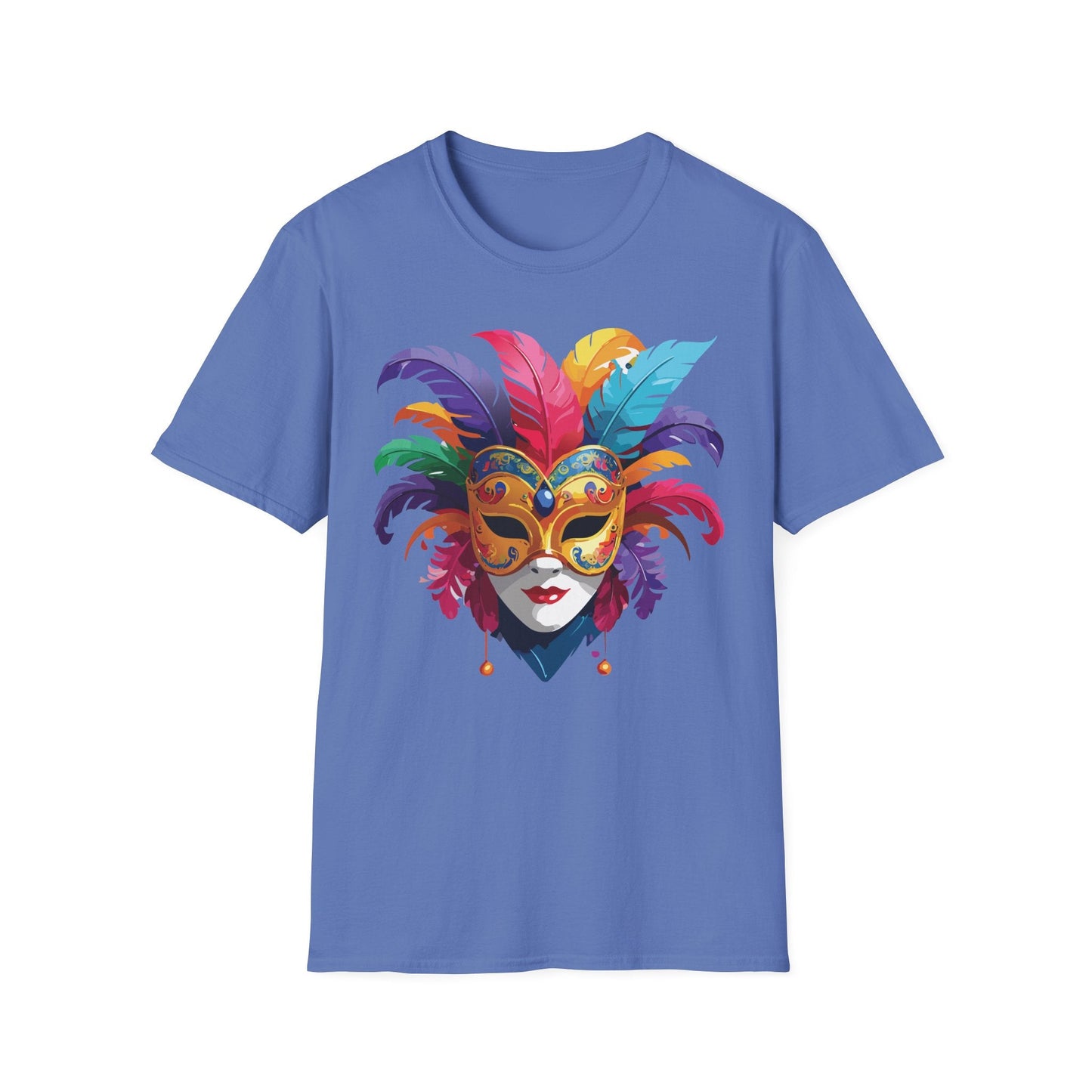 Unisex Mask Tee Shirt Gildan Softstyle 64000 Lightweight Comfortable Masquerade Design Tee