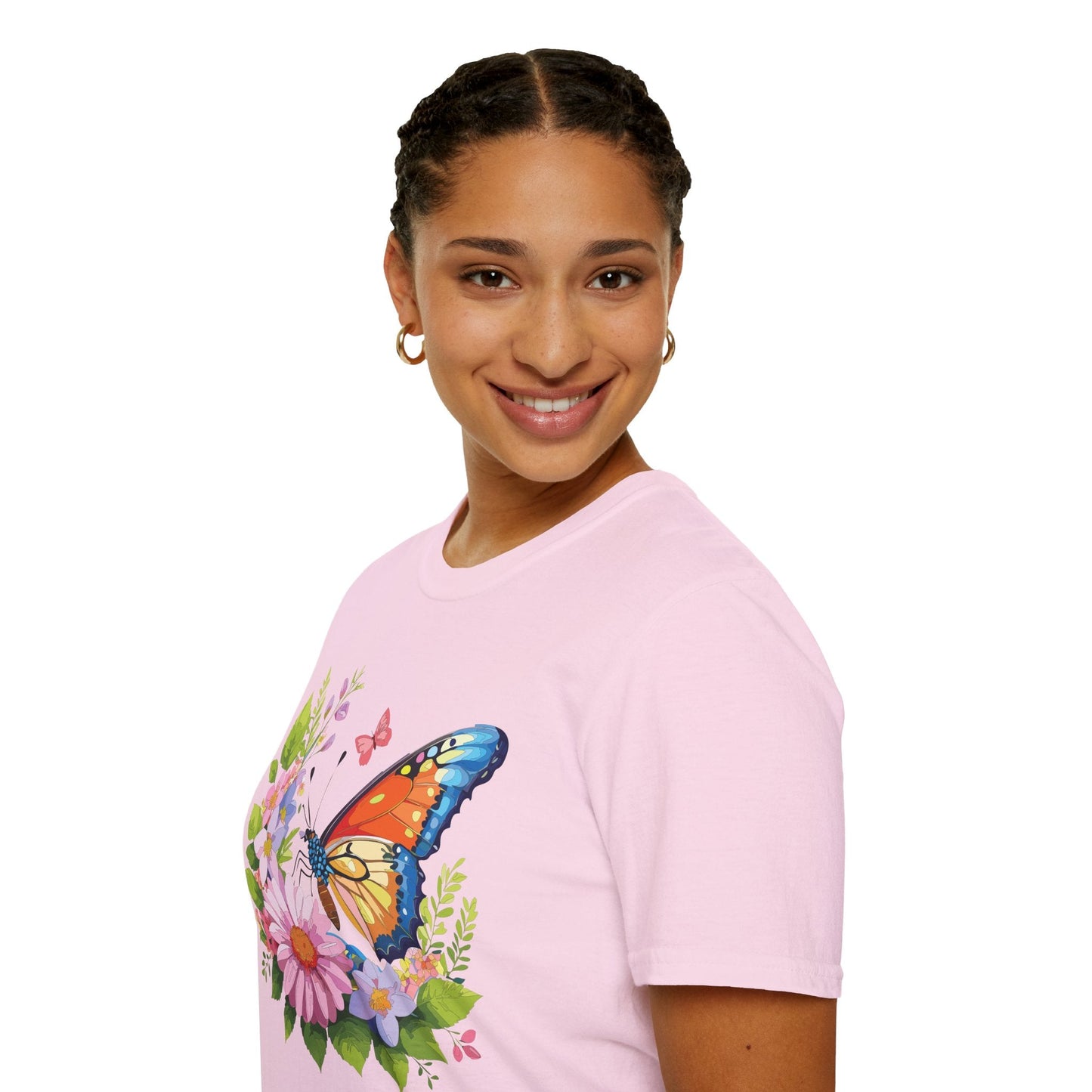 Butterfly T Shirt Unisex Short Sleeve Gildan Softstyle 64000 Monarch Butterfly Design Graphic
