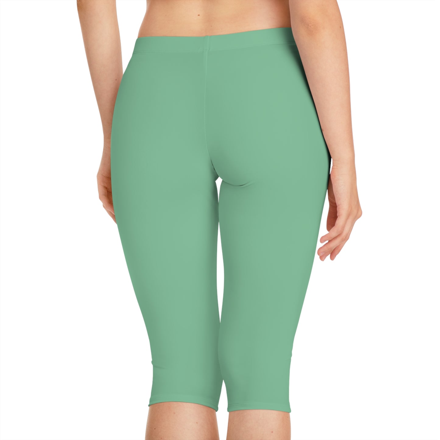 Green Color Capri Leggings, Green Capri Leggings 7