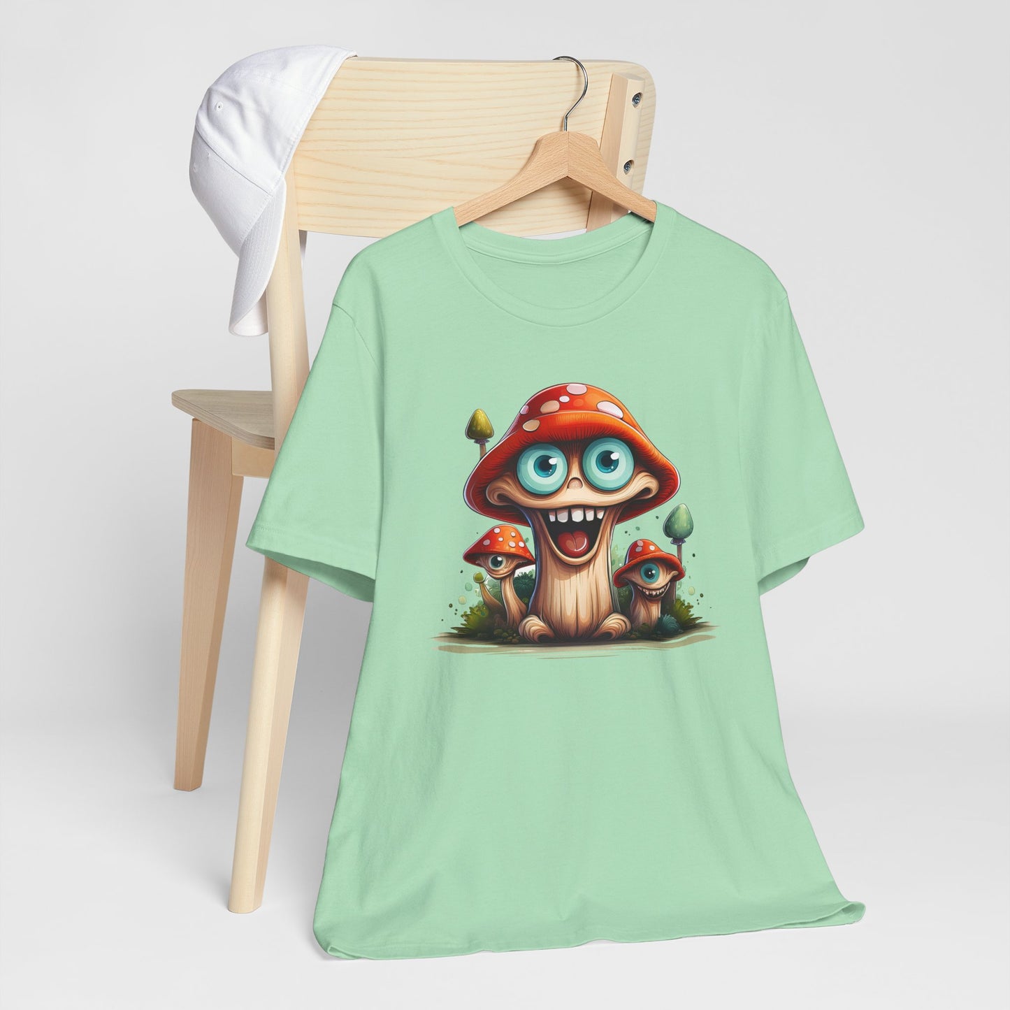 Cute Mushroom Graphic Tee, Fun Cartoon Shirt, Funny Mushroom Shirt, Cute Cartoon Tees, Graphic T-Shirt, Art Design T-Shirt