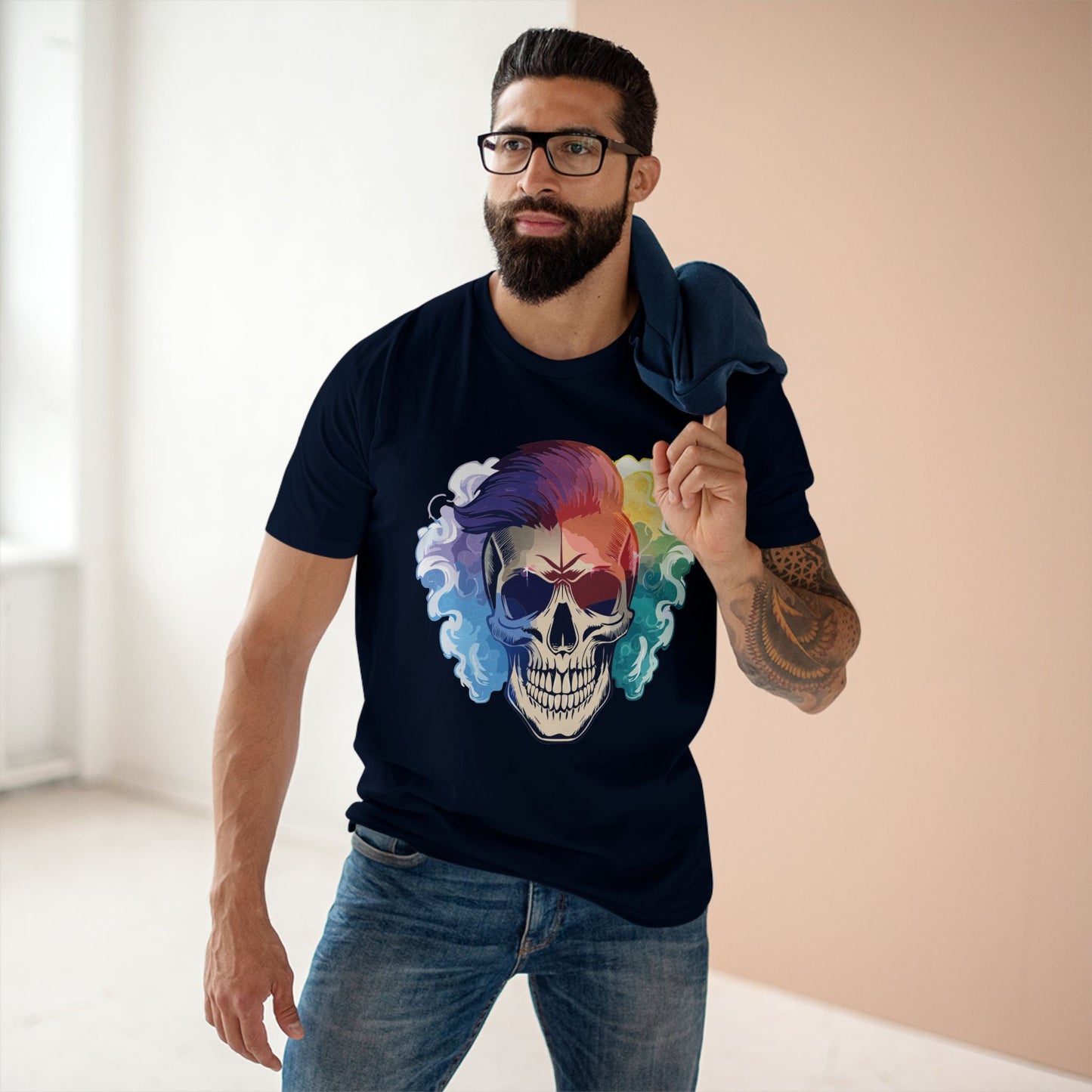 Retro2Nova Skull Shirt Unisex Premium Cotton Tee With Original Art Design Skeleton Graphic