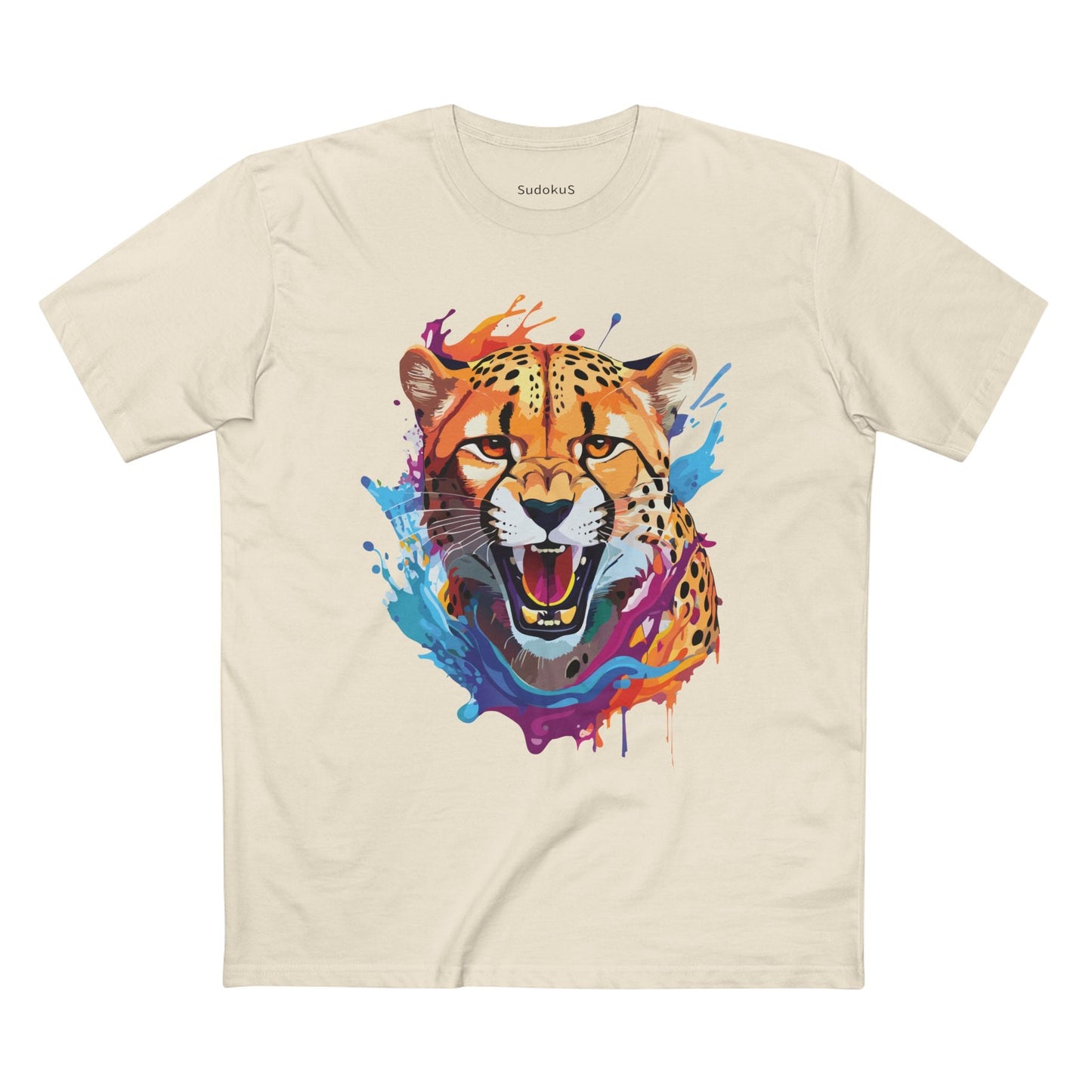 Cheetah Graphic Unisex 100 Cotton Staple Tee with Animal Design Artwork 23