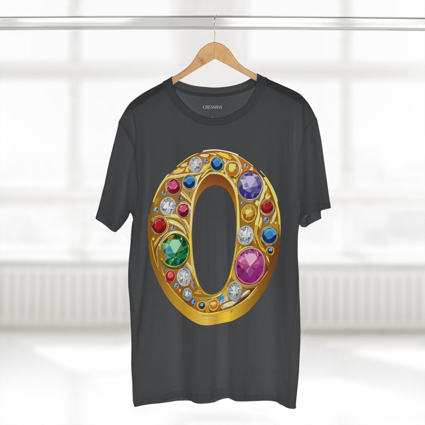 Letter O Graphic Design Tee Unisex 100 Cotton With Antique Gold Letters Artwork T-Shirt
