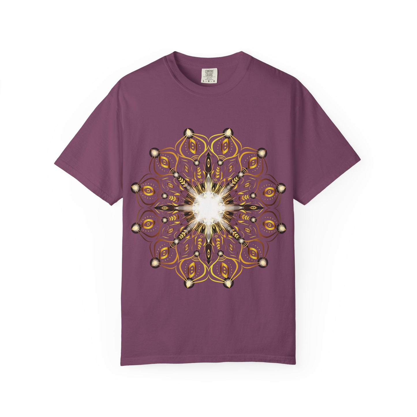 Unisex Garment Dyed Cotton T-Shirt with Mandala Graphic Design