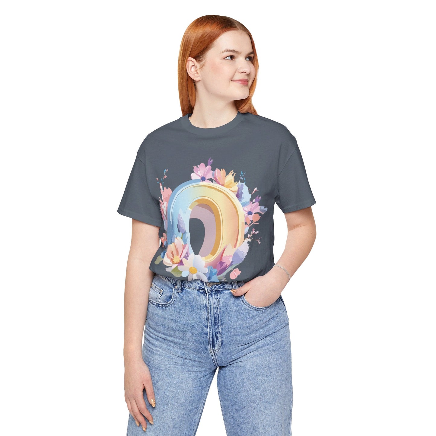 Letter O Unisex Graphic Tee  Art Design Vintage Inspired Short Sleeve Jersey