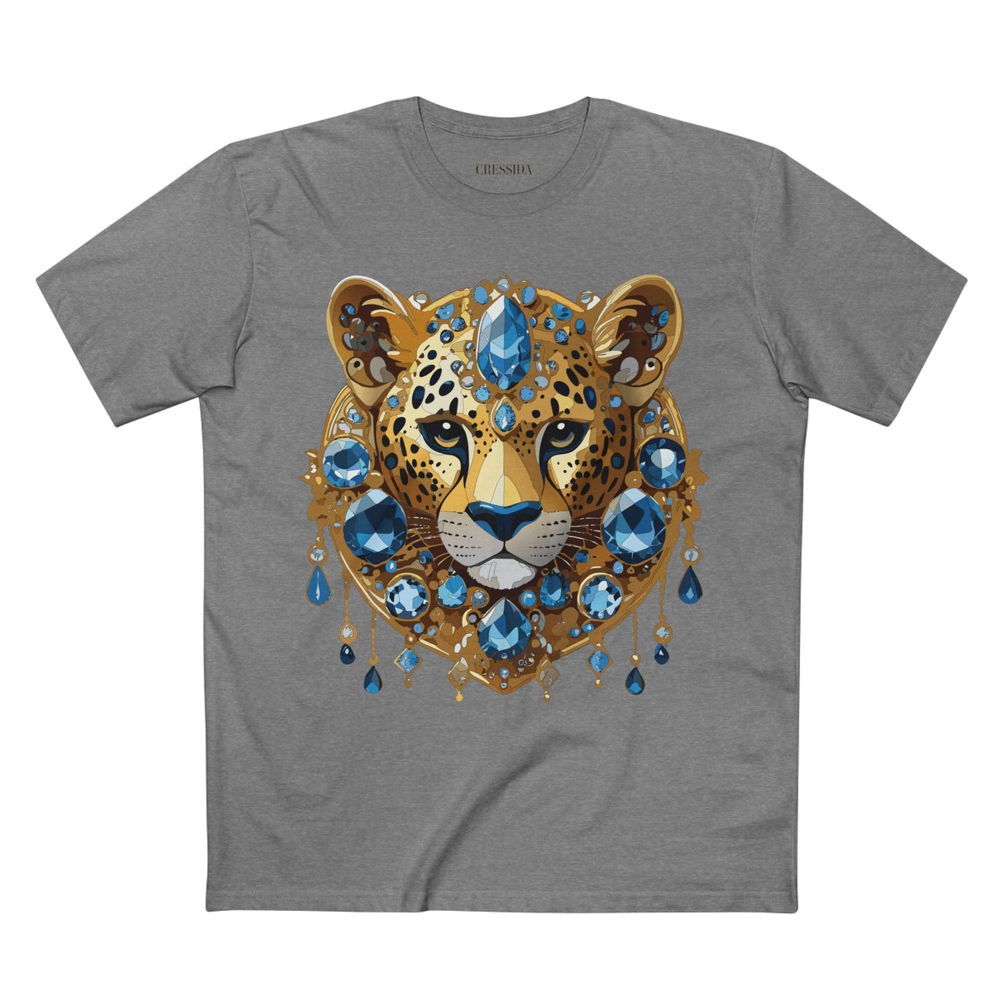 Cheetah Graphic Unisex 100 Cotton Tee With Unique Animal Golden Medallion Art Design 49