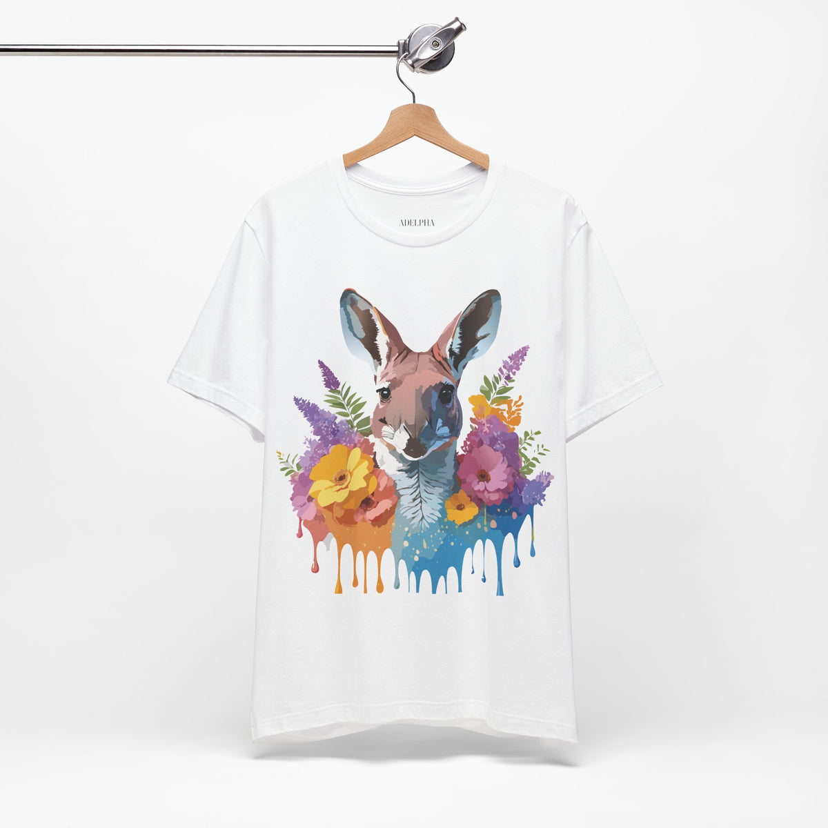 Kangaroo Graphic Unisex Cotton Bella+Canvas Tee with Art Animal Design e40