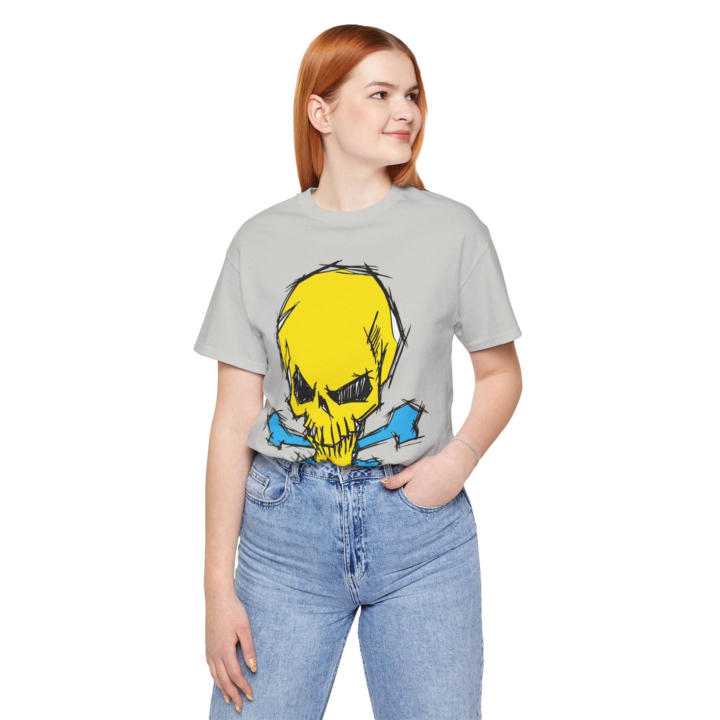 2-Yellow Skull Graphic Design Tee, Skull Shirt, Vintage Tees, Art Design T-Shirt, Vintage Graphic Tee, Art Shirts with Skulls