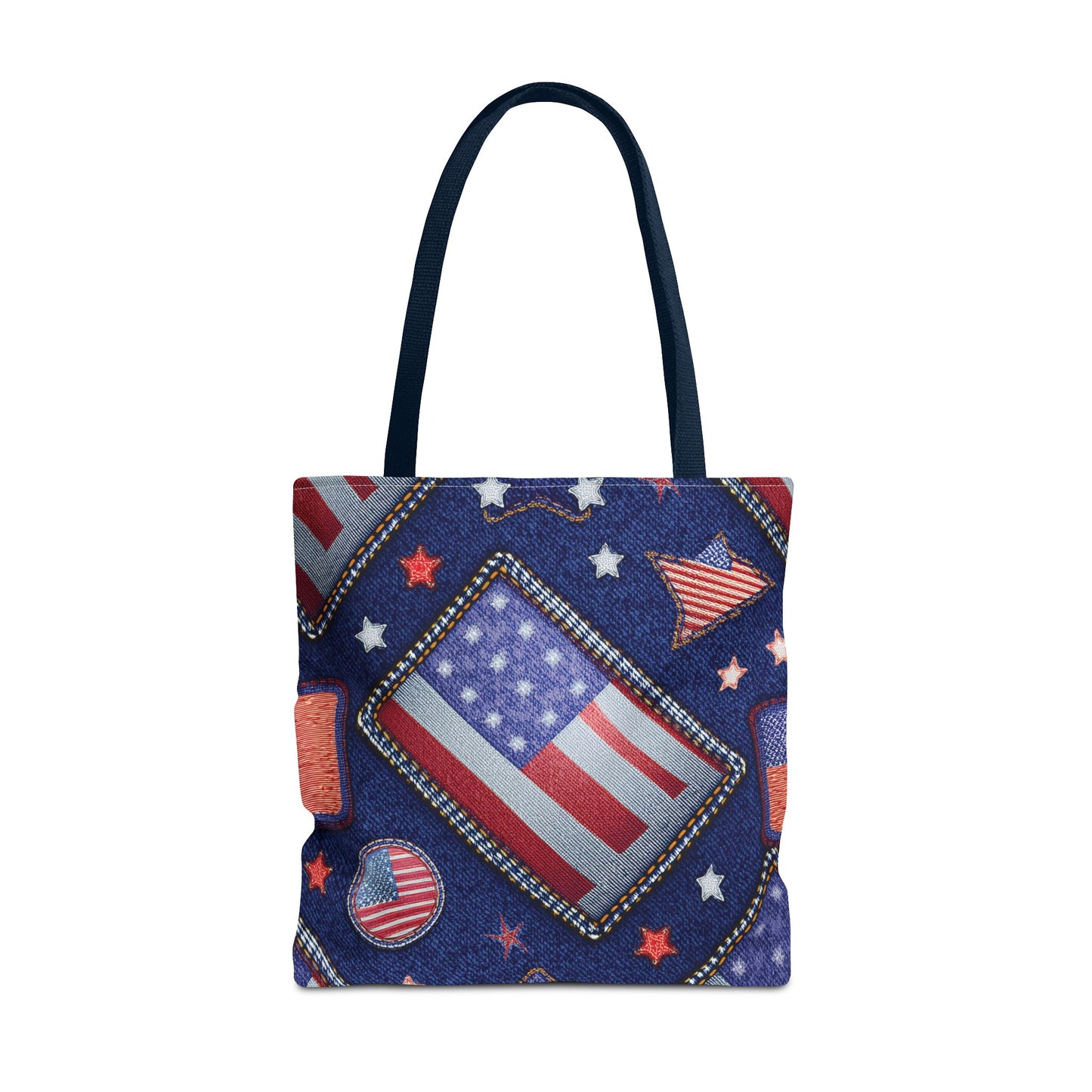4th of July Graphic Denim Fabric Imitation Print Unisex Canvas Bag Poly Spun 3 Sizes Tote Bag 200-6