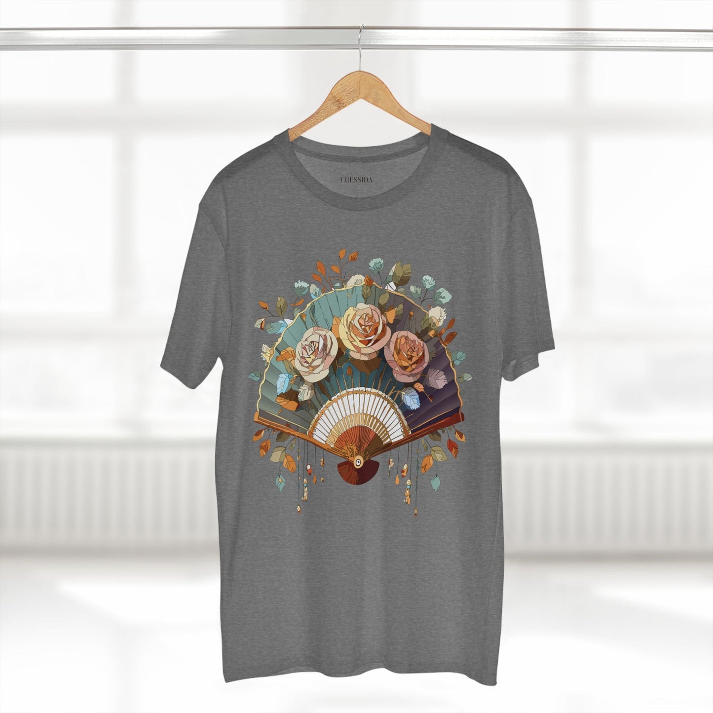 Antique Fan Graphic Design T-Shirt Unisex 100 Cotton Floral Carnival Artwork Tee 5