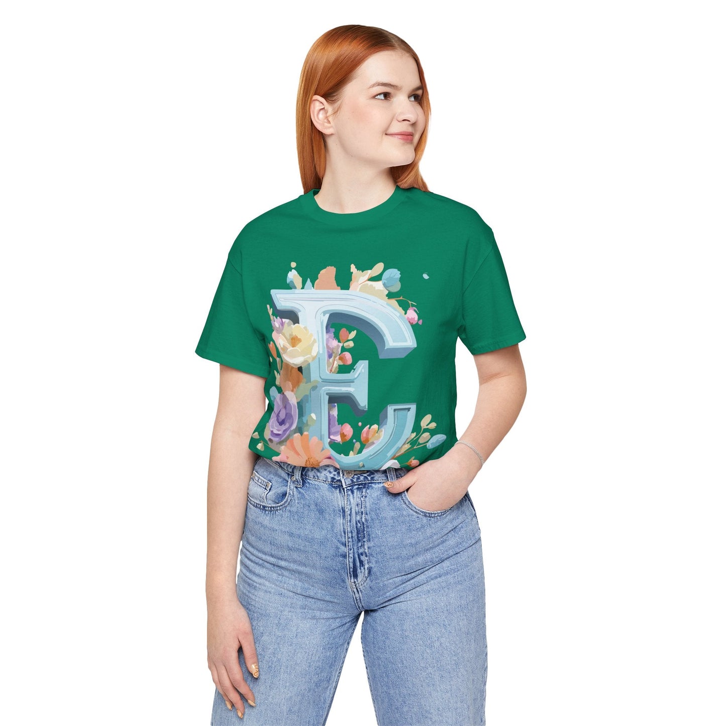 Letter E Graphic Tee Unisex Vintage Inspired Art Design Adelpha Short Sleeve Shirt