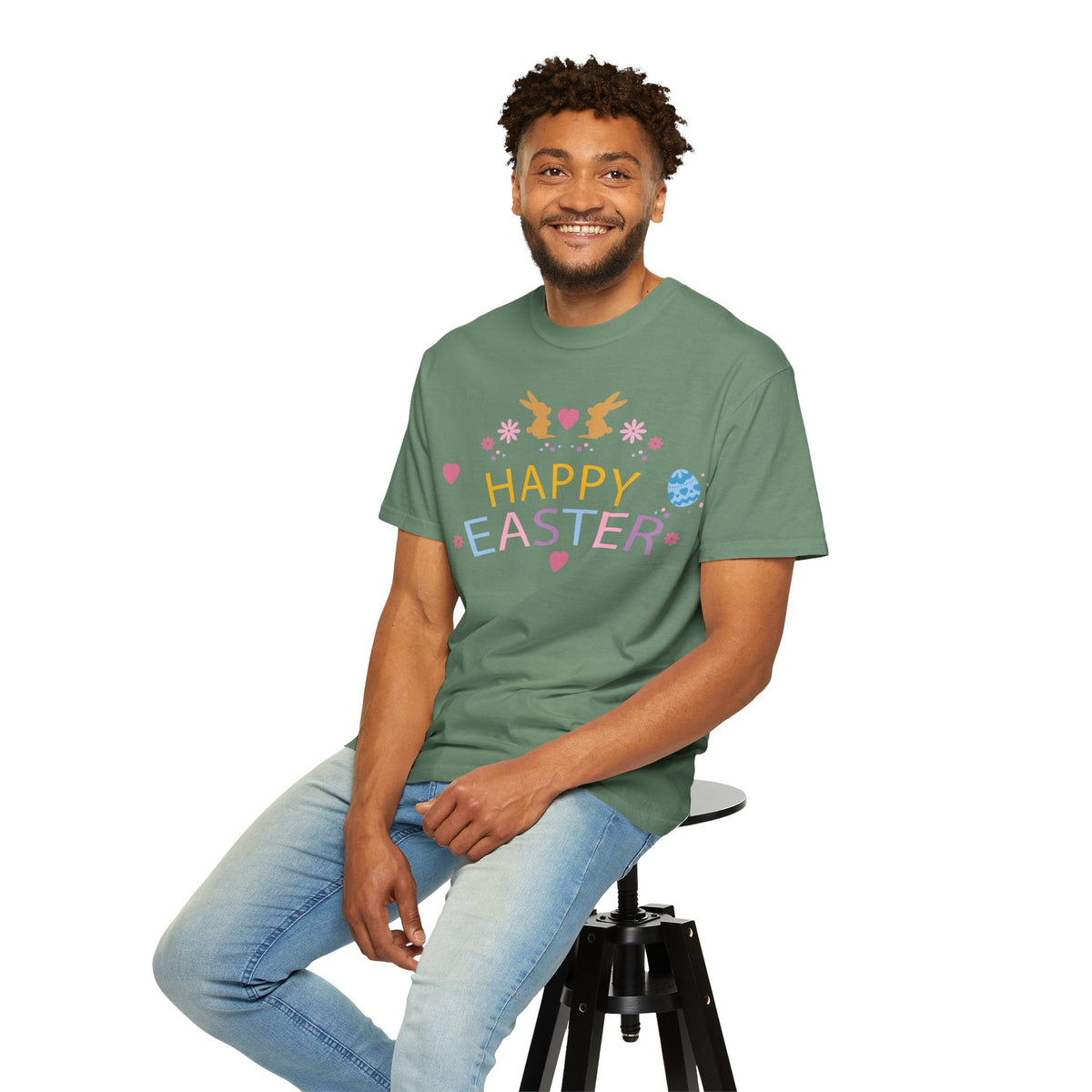 Easter Bunny Heart T-Shirt, Tee Shirt with Easter Signature, T Shirt with Easter Prints, Tee Shirt with Easter Design 2