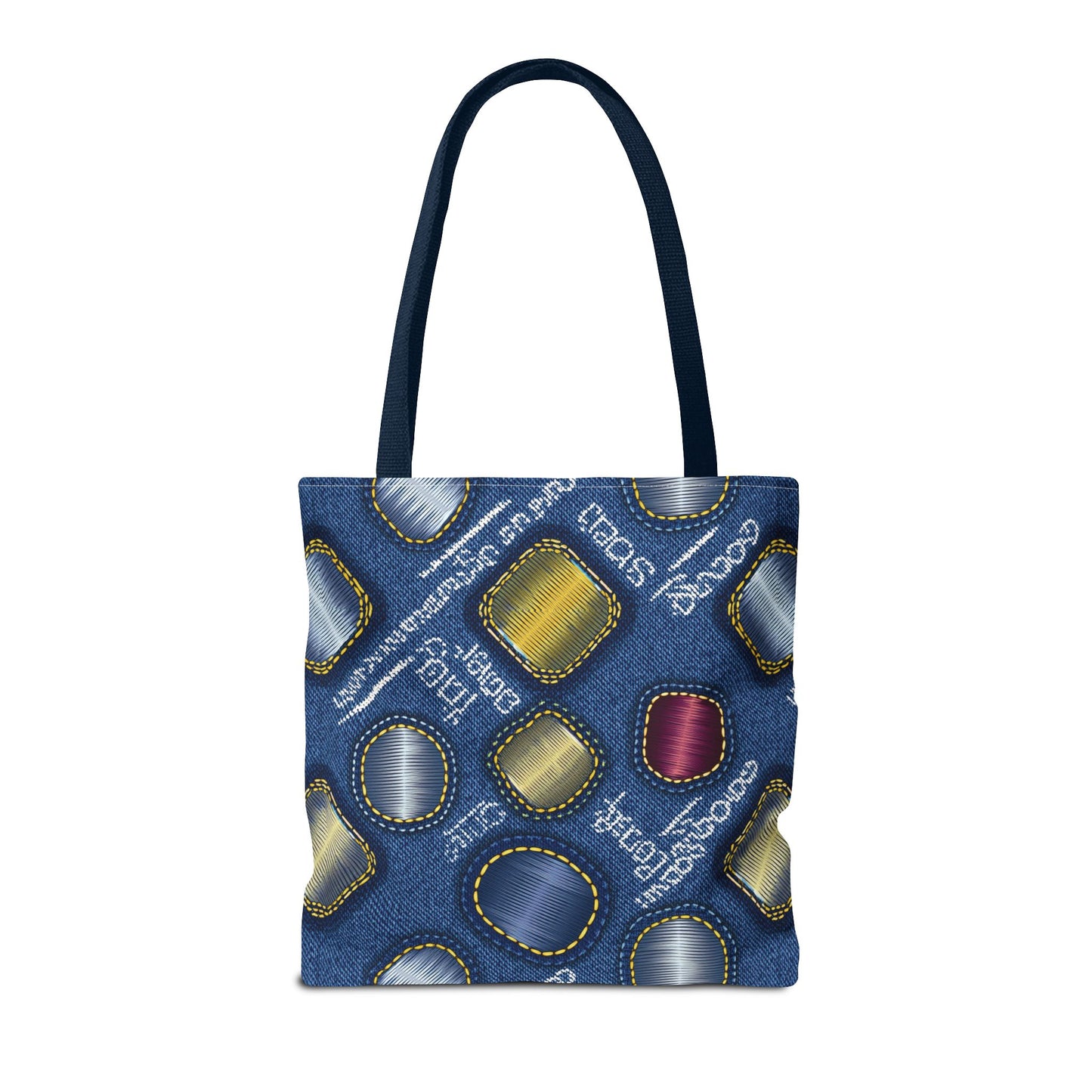Denim Fabric Imitation Print Unisex Canvas Bag Poly Spun 3 Sizes Tote Bag 138