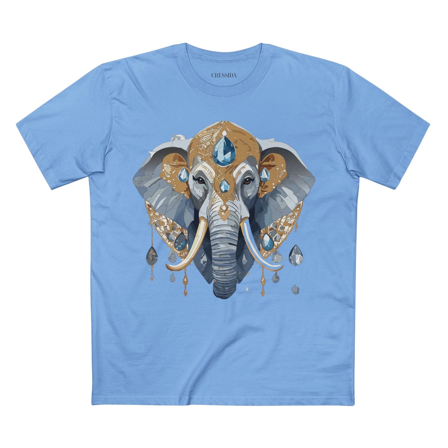 Elephant Graphic Unisex 100 Cotton Tee With Unique Animal Golden Medallion Art Design 36