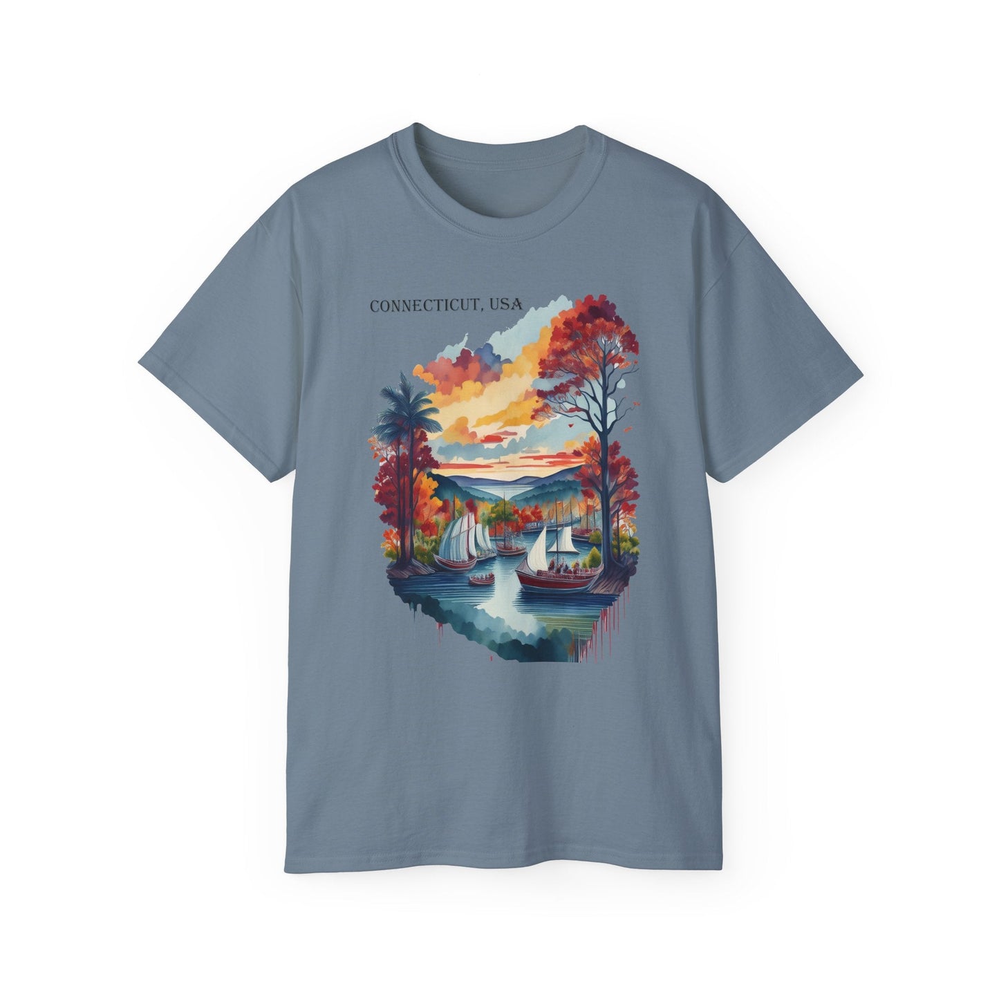 Connecticut Graphic Unisex Cotton T‑Shirt 1