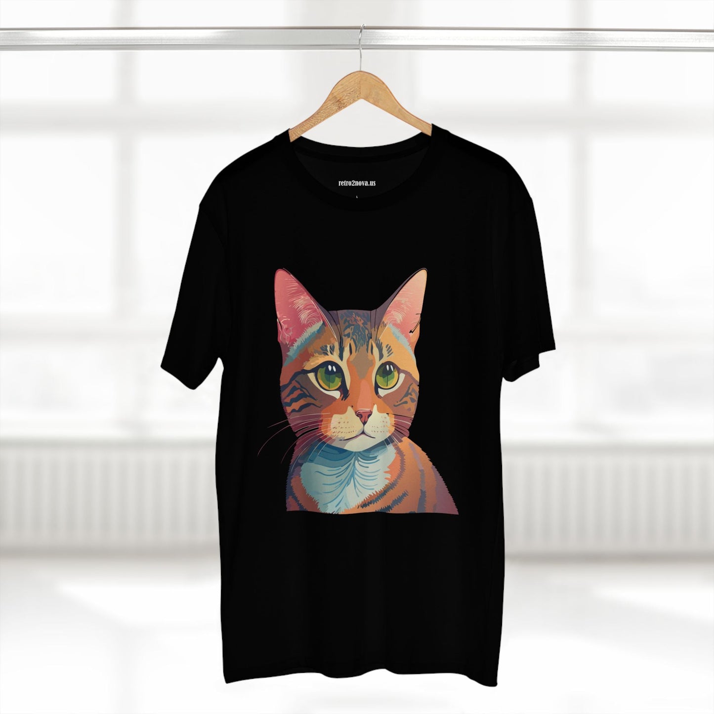 Retro2Nova Cat Art Tee Unisex Premium Cotton Shirt With Original Artwork Design Soft Breathable Comfort Everyday Wear