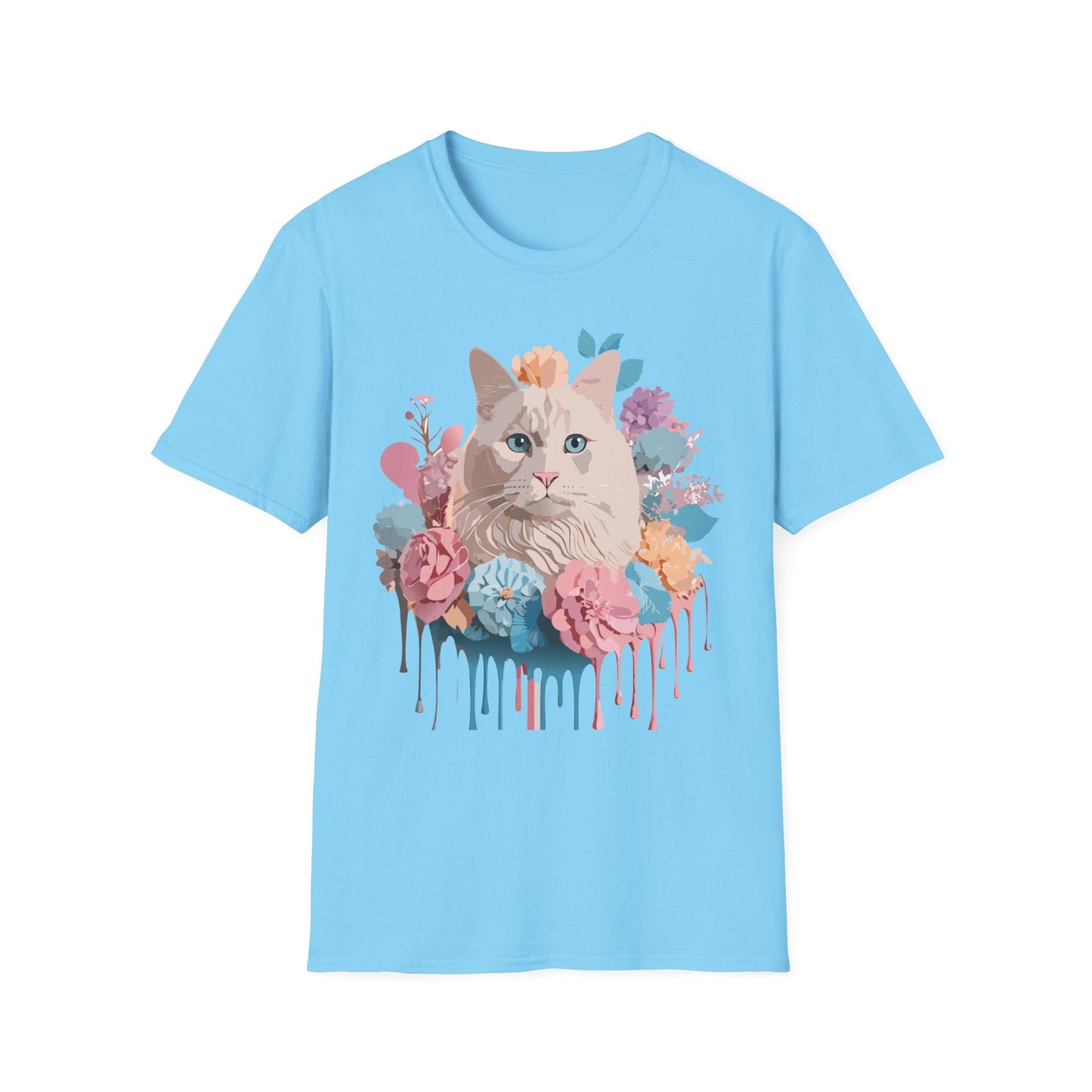 Cat Shirt Unisex Short Sleeve Cat Tee Kitten Design Gildan Softstyle 64000 Tee