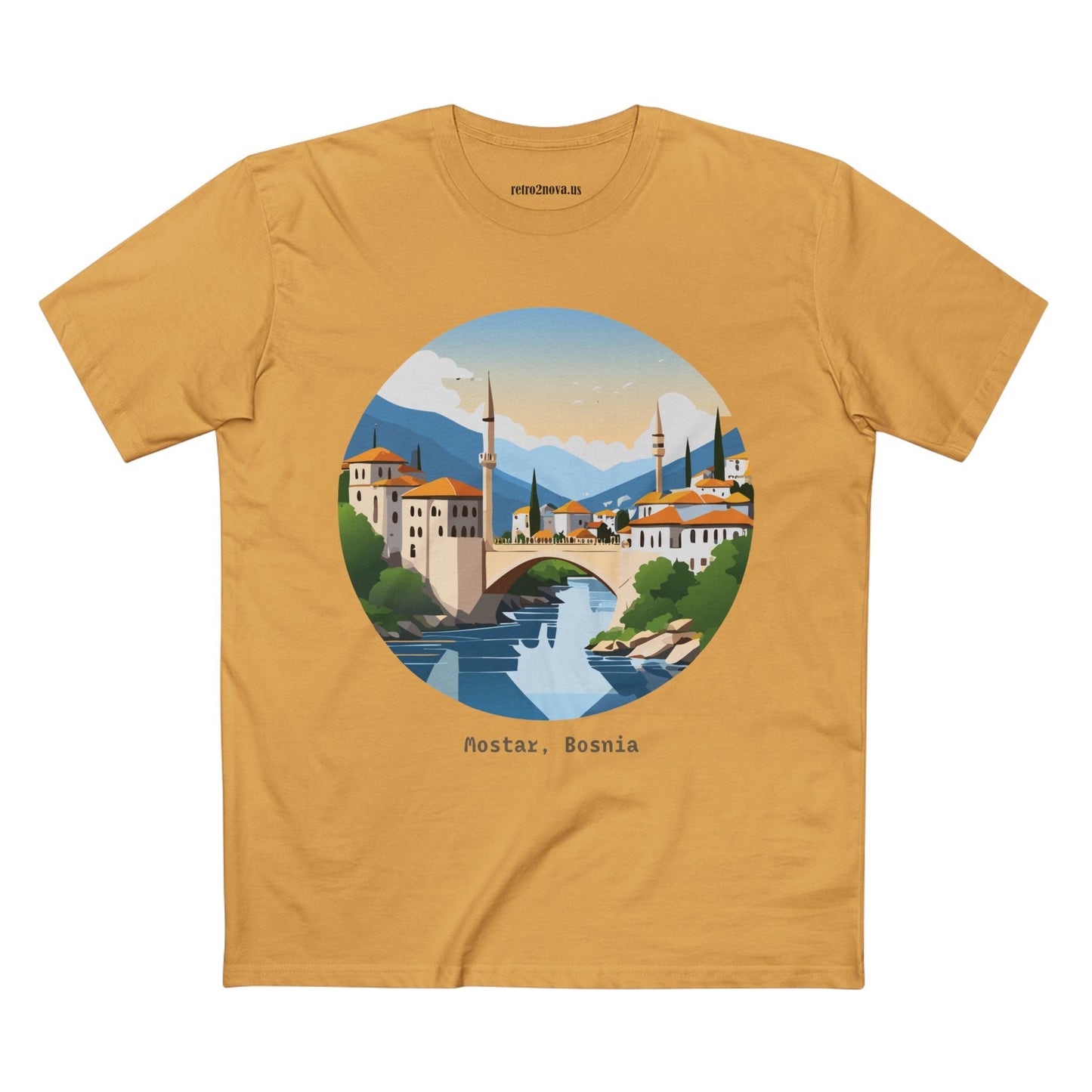 Unisex Travel Shirt Bosnia Edition Tee With Original Art Design By Retro2Nova Premium Cotton