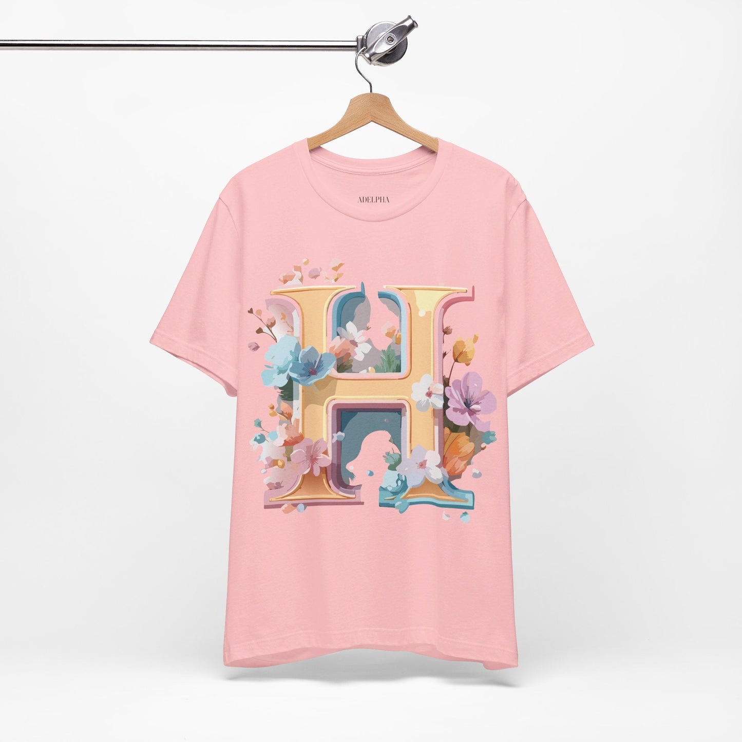 Adelpha Letter H Graphic Tee Unisex Jersey Short Sleeve Vintage Inspired Art Design Shirt