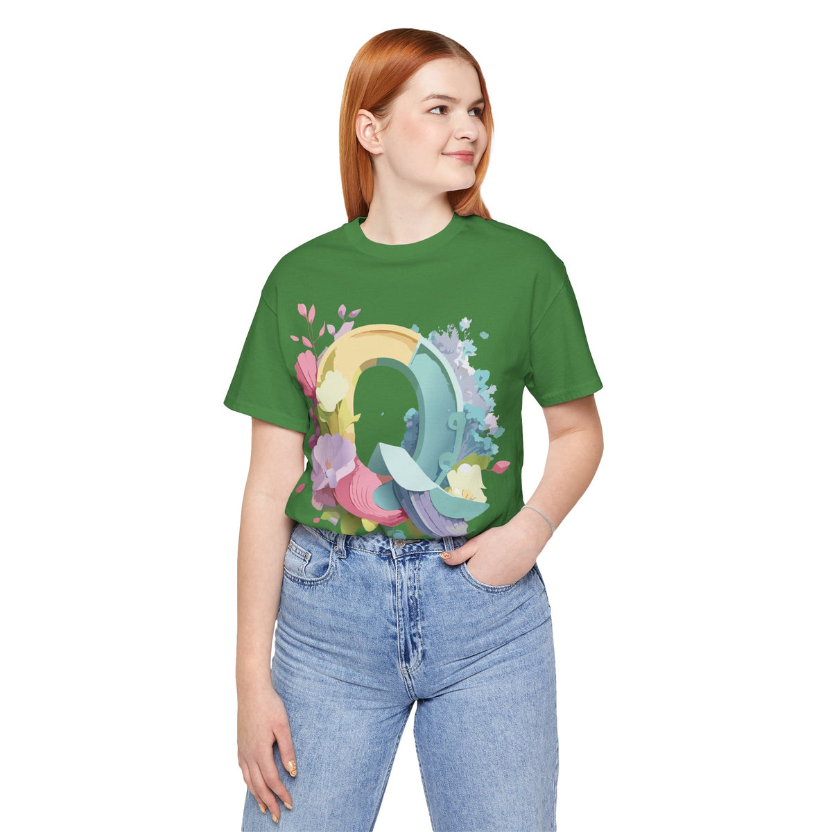 Letter Q Graphic Unisex Cotton Bella+Canvas Tee with Art Letter Design