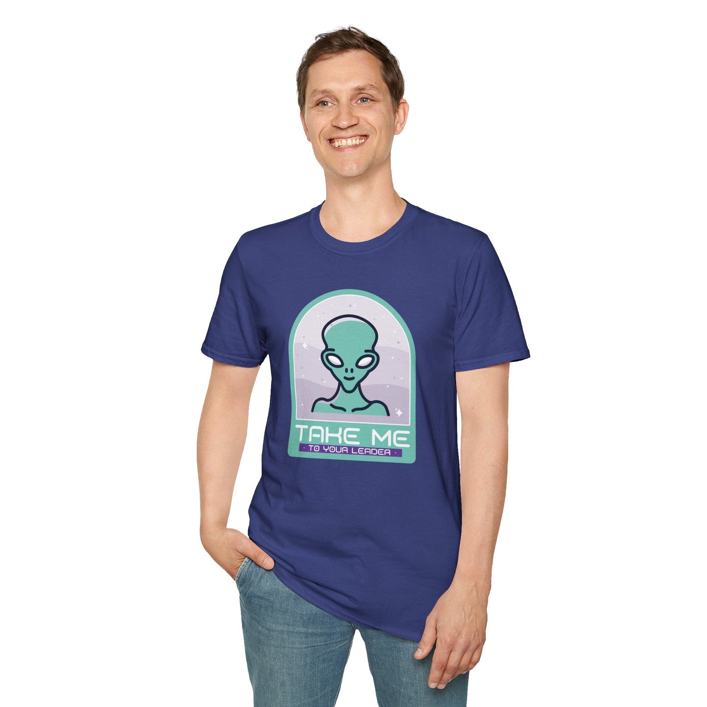 Alien Graphic TShirt  Take Me to Your Leader Retro Space Tee