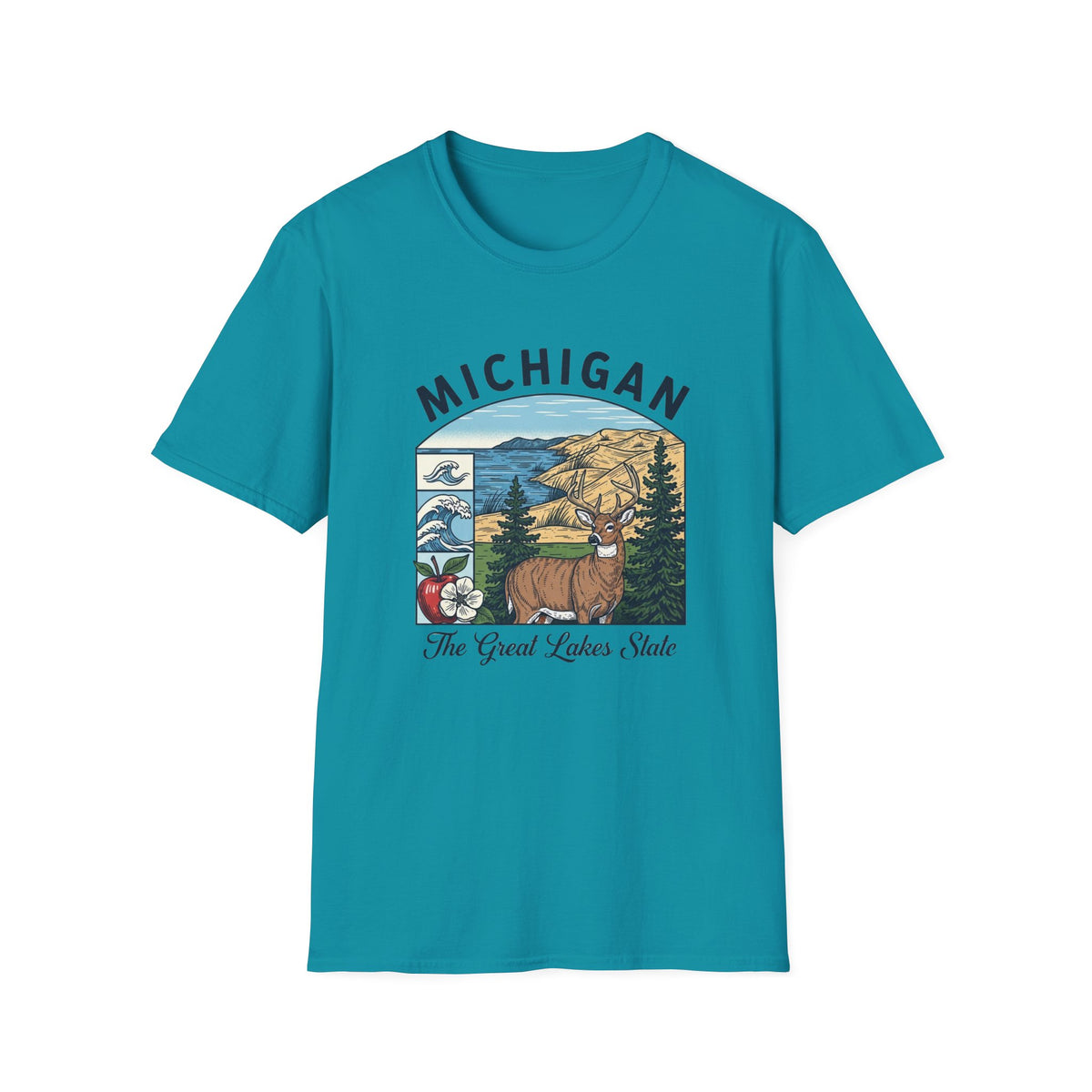 Michigan Scenic T-Shirt — Great Lakes State Vintage Travel Tourist Graphic Design Unisex 100 Cotton Gildan T-Shirt