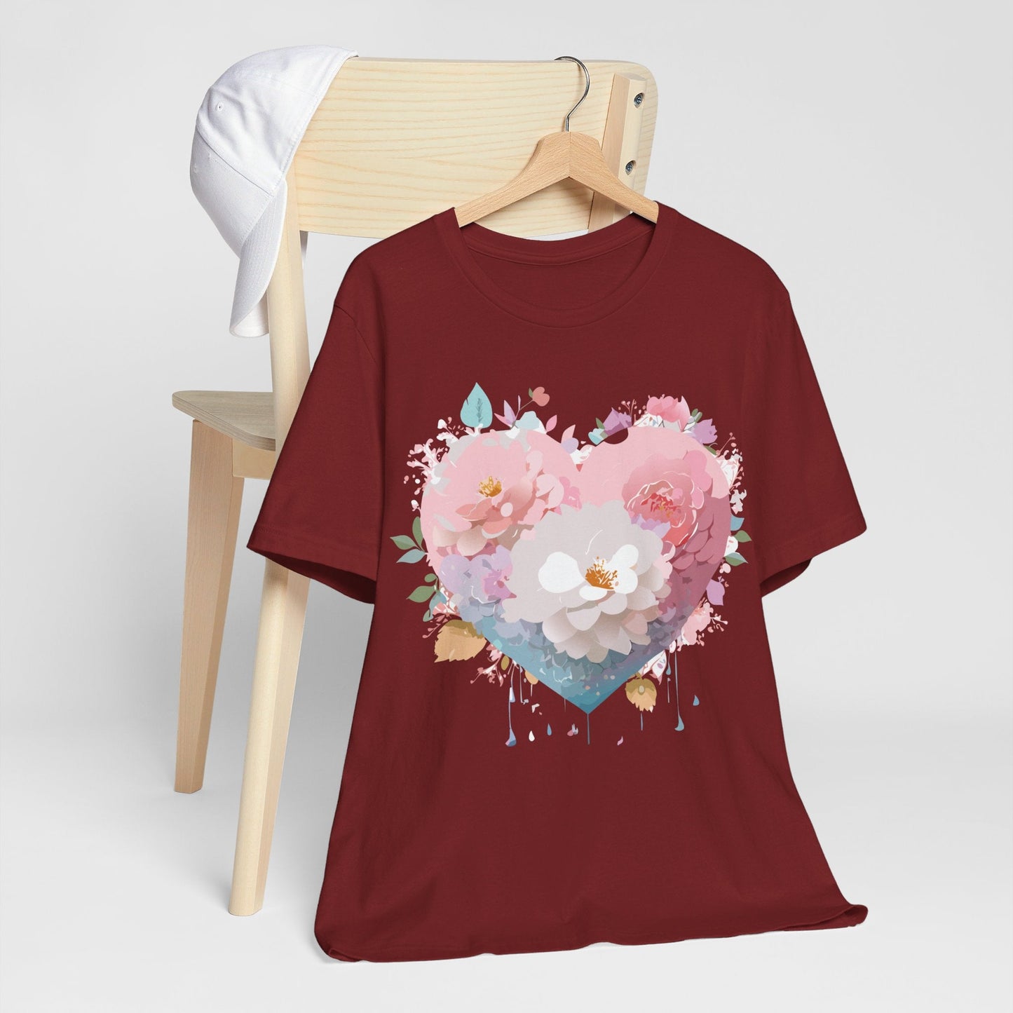 Valentine Day Graphic Unisex 100 Cotton Vintage Artwork with Love and Flower Design Tee 34