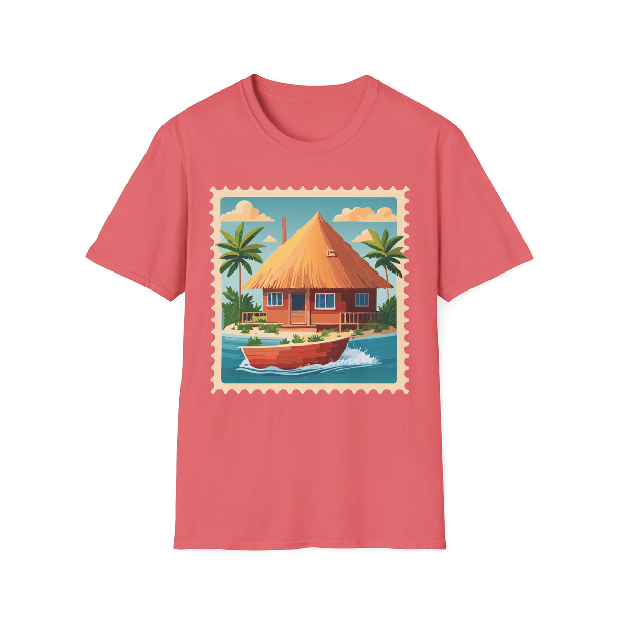 Tropical Tiki Hut T-Shirt | Beach House Palm Tree Illustration