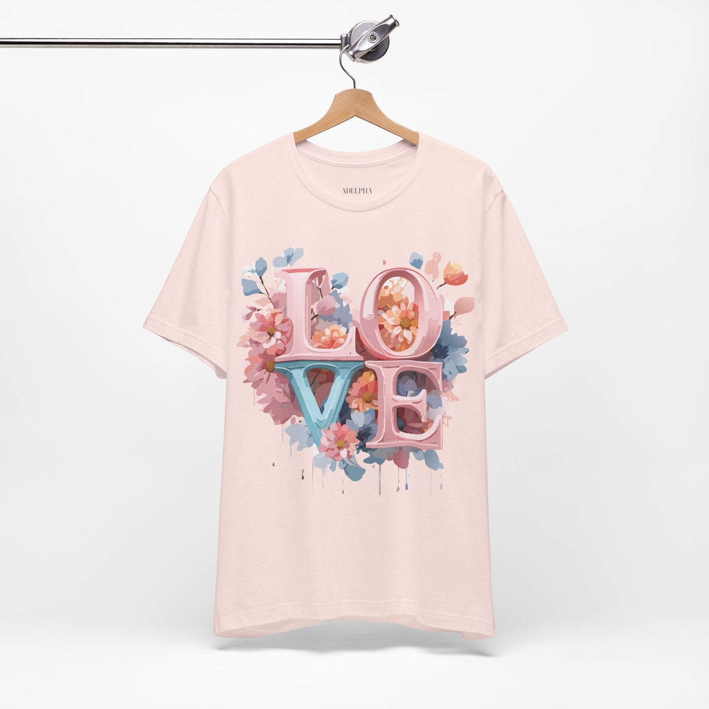 Valentine Day Graphic Unisex 100 Cotton Vintage Artwork with Love and Flower Design Tee 57