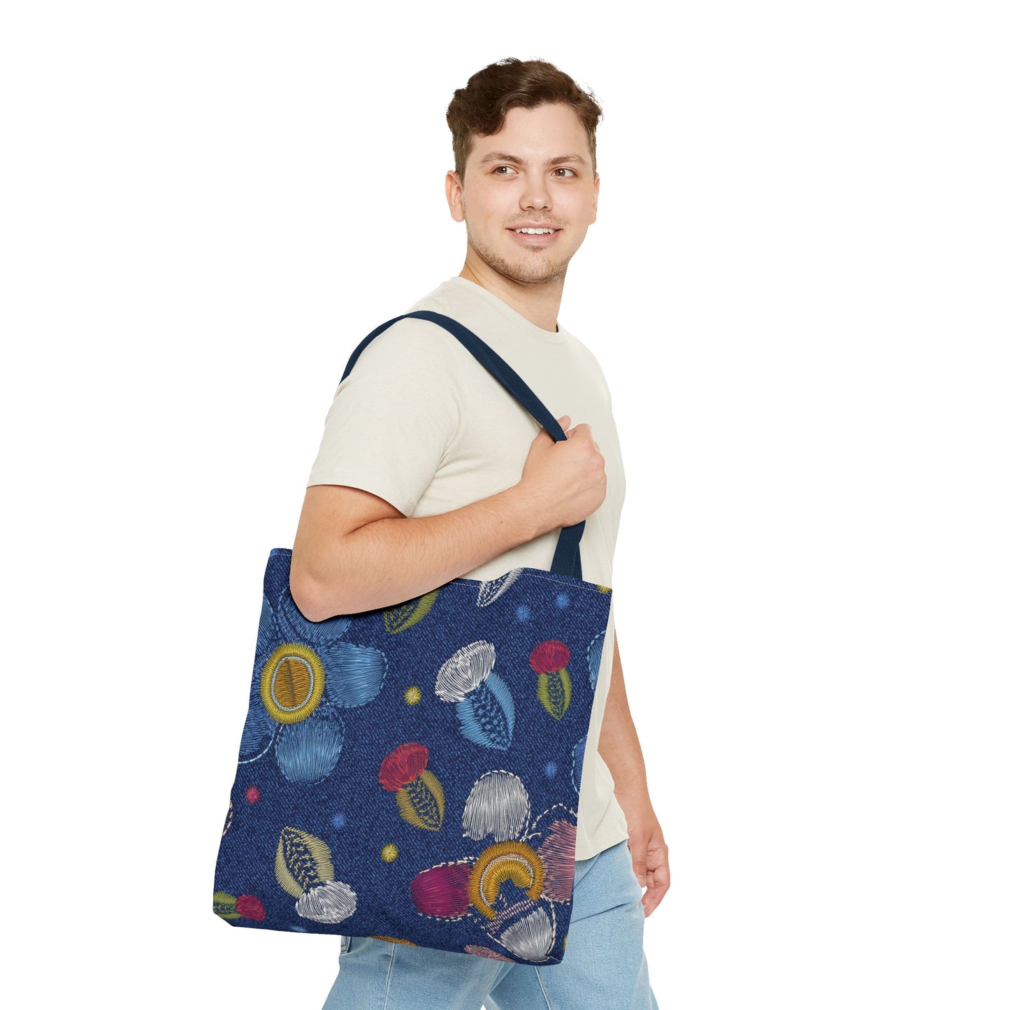 Denim Fabric Imitation Print Unisex Canvas Bag Poly Spun 3 Sizes Tote Bag 159