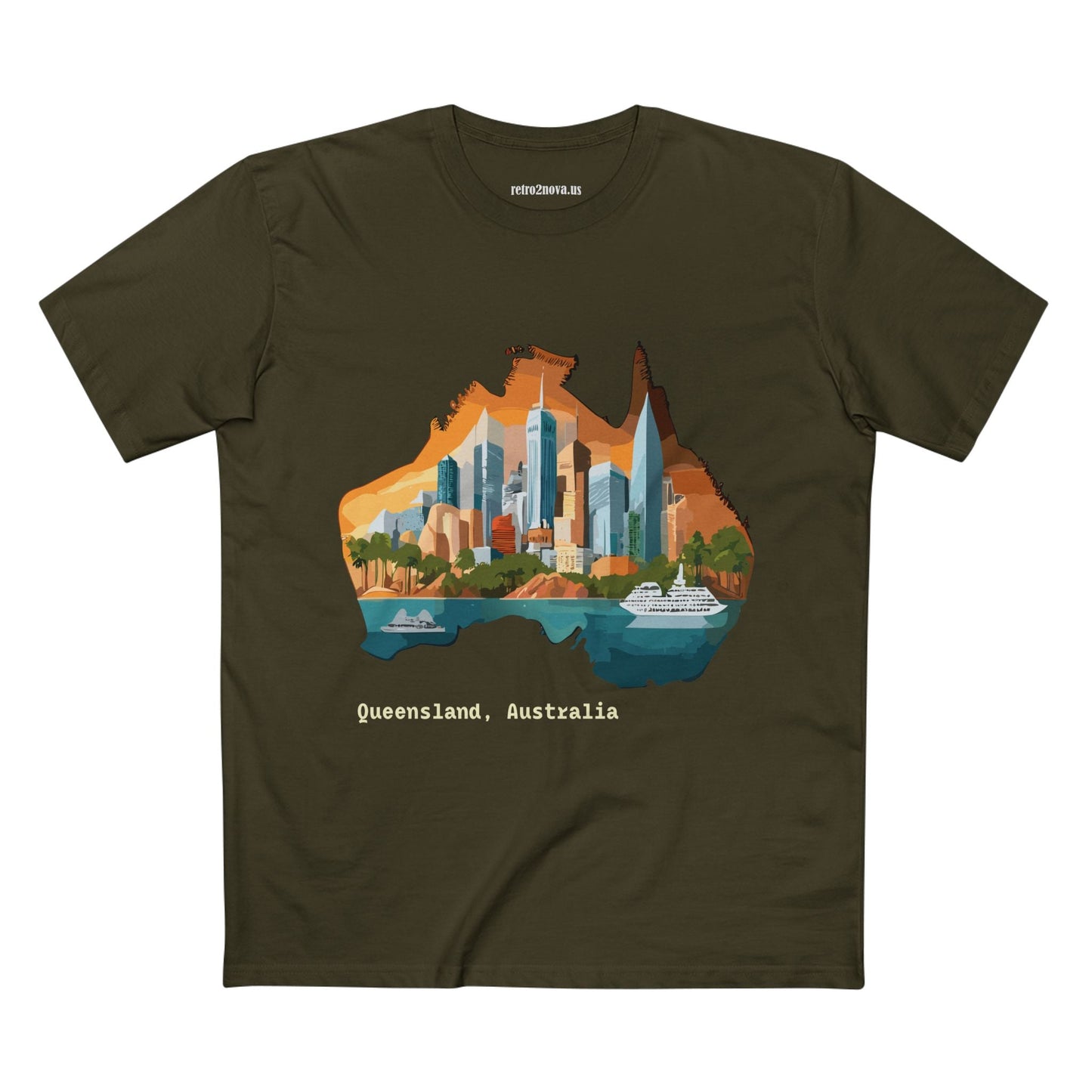 Retro2Nova Australia Travel Shirt Unisex Premium Cotton Tee With Original Art Design