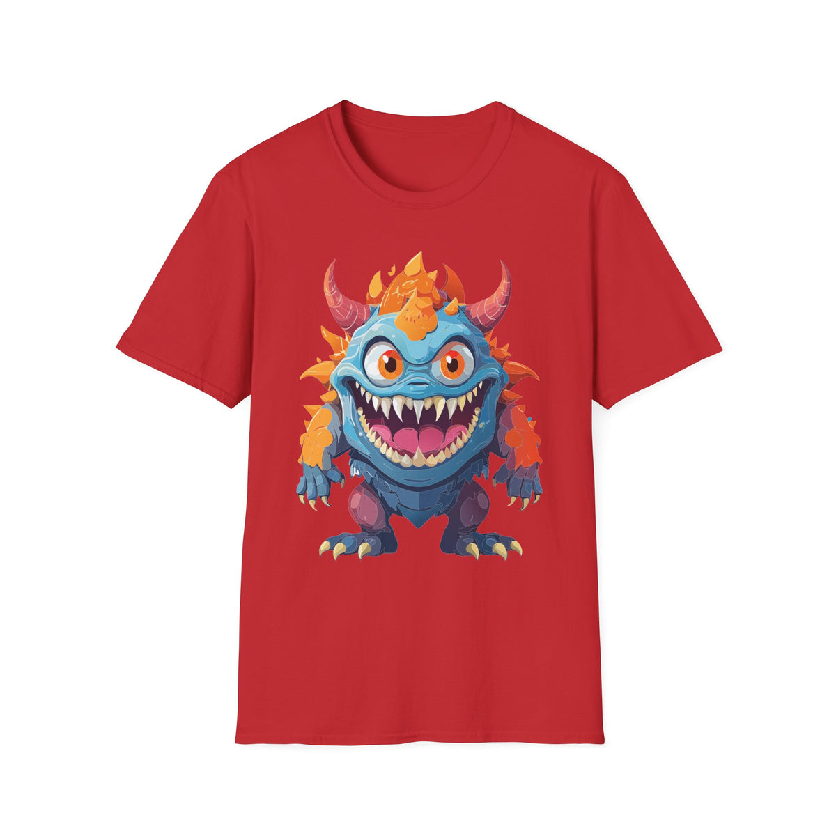 Cute Colorful Monster T-Shirt — Fun Cartoon Demon Cartoon Graphic Tee Unisex 100 Cotton Gildan T-Shirt