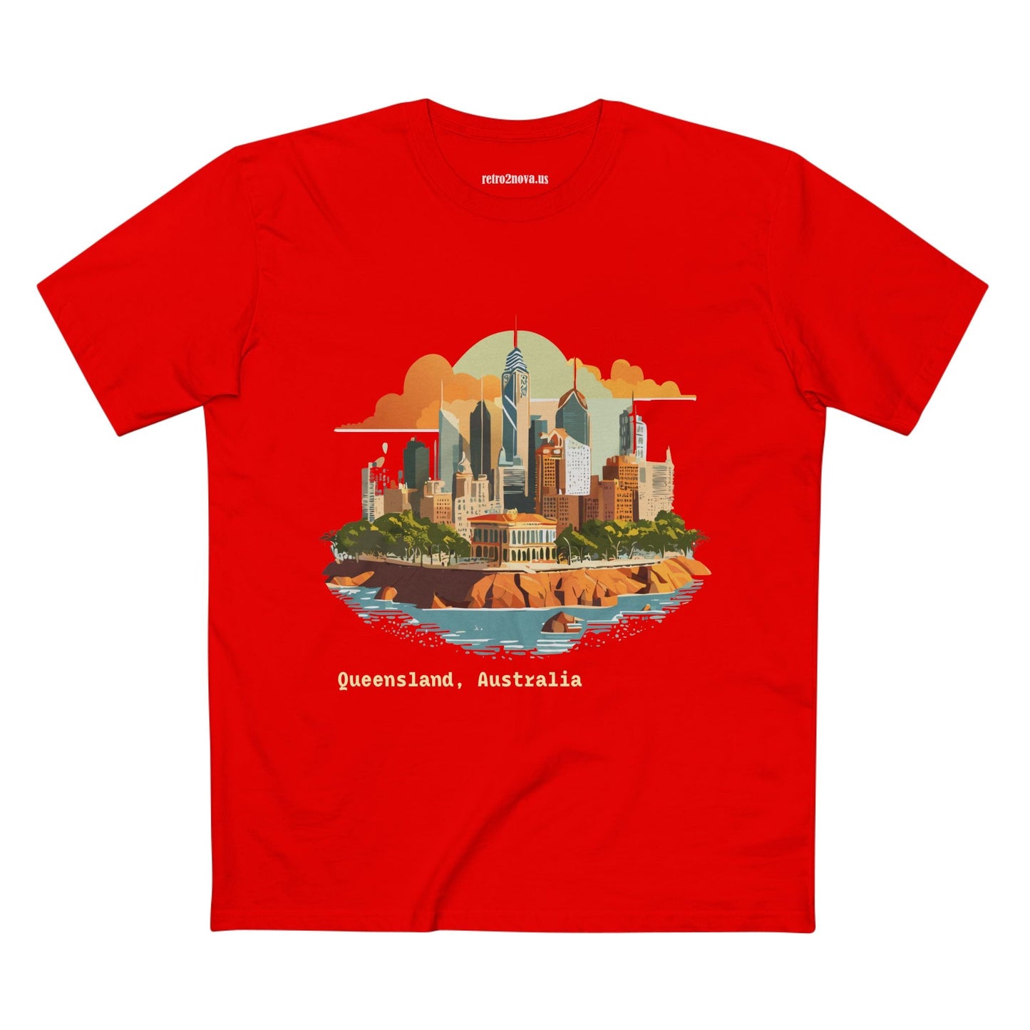 Unisex Travel Shirt Australia Art Tee Premium Cotton Original Design Retro2Nova TT65