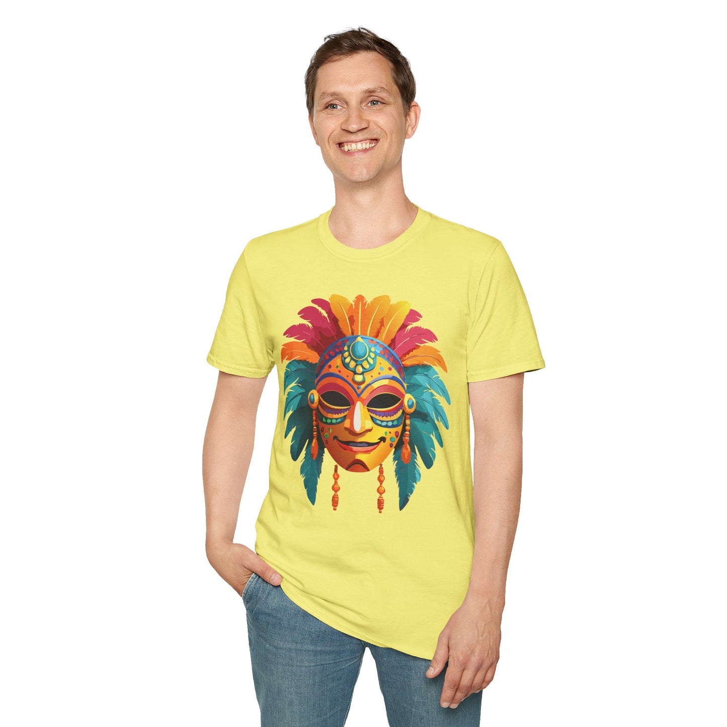 Mask Tee Shirt Unisex Softstyle Gildan 64000 100 Percent Ring Spun Cotton Masquerade Tee