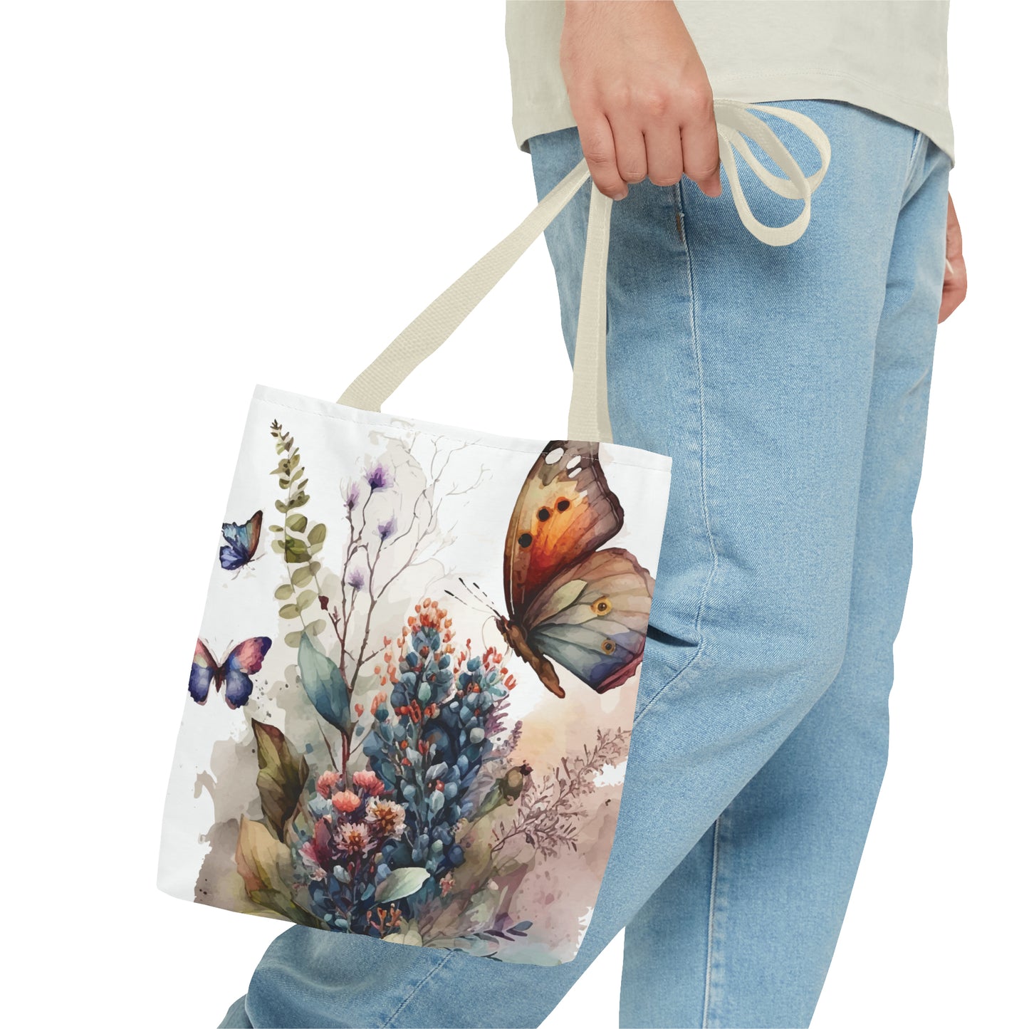 Bolsa de lona con estampado de mariposas 