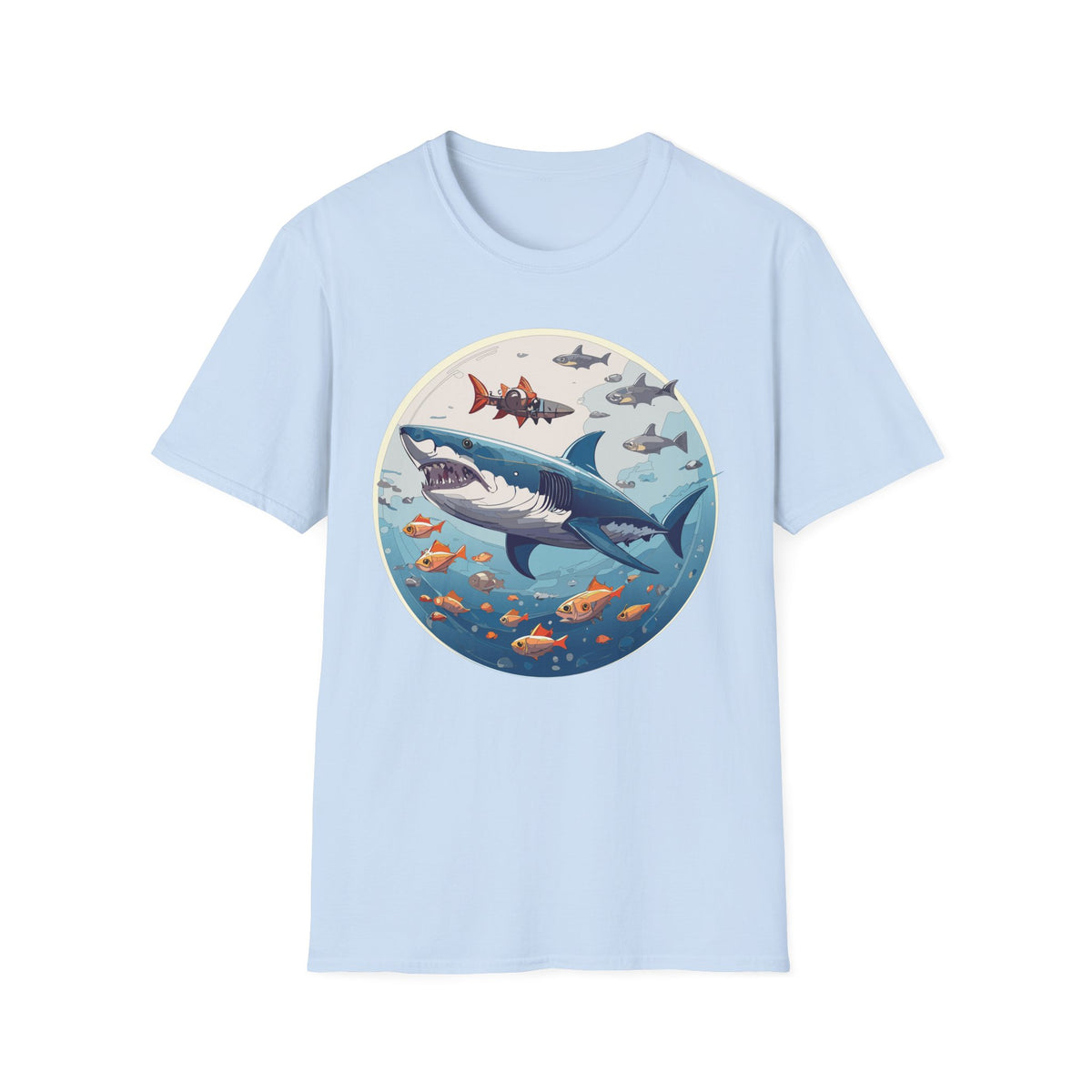 Great White Shark Circle Illustration T-Shirt | Ocean Sealife Sharks