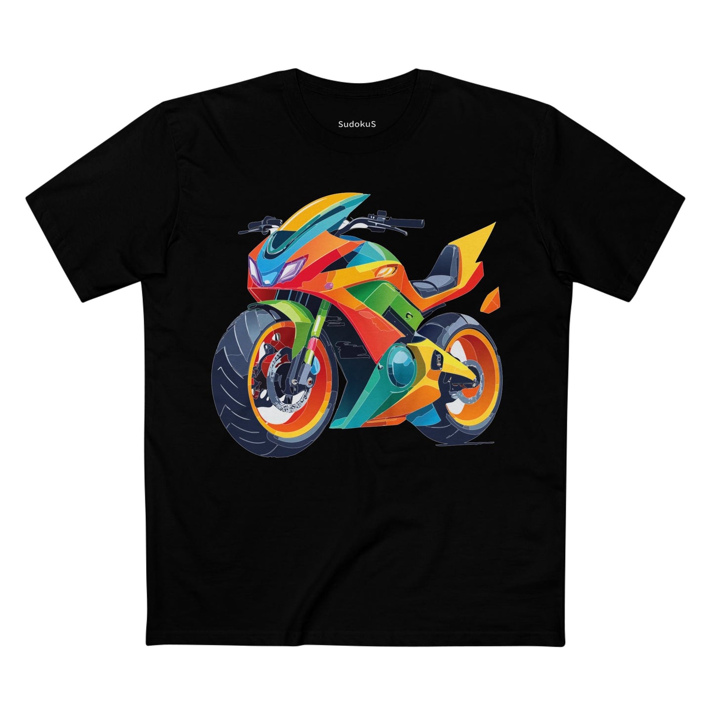Moto Bike Graphic Unisex 100 Cotton Staple Tee 5