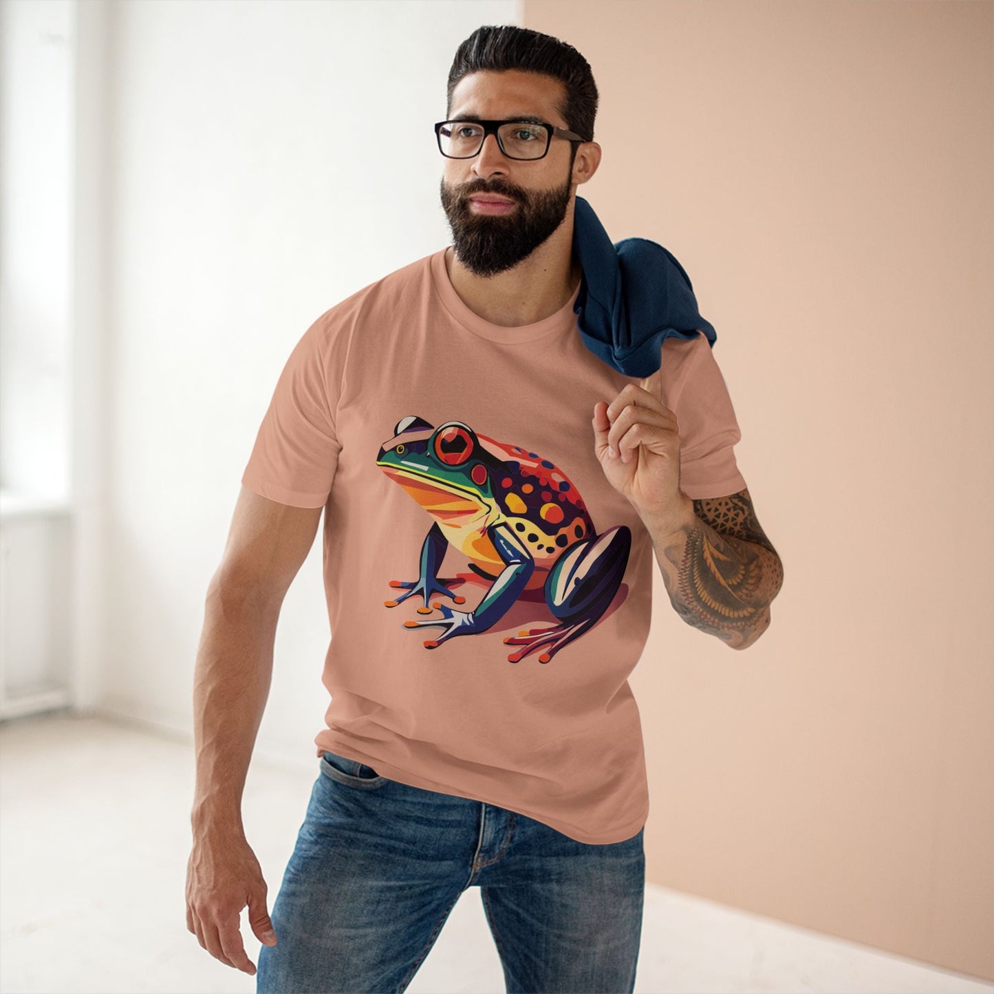 Unisex Frog Animal Shirt Art Tee By Retro2Nova Premium Cotton Staple Tee With Original Custom Artwork