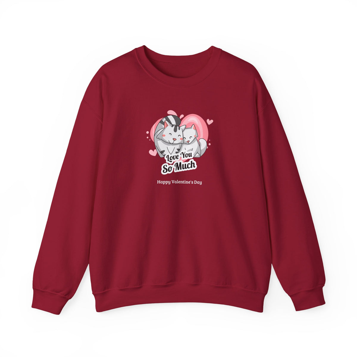 Cat Graphic Valentine's Day Sweatshirt Unisex 50/50 Cotton-Poly Animal Sweatshirt w12