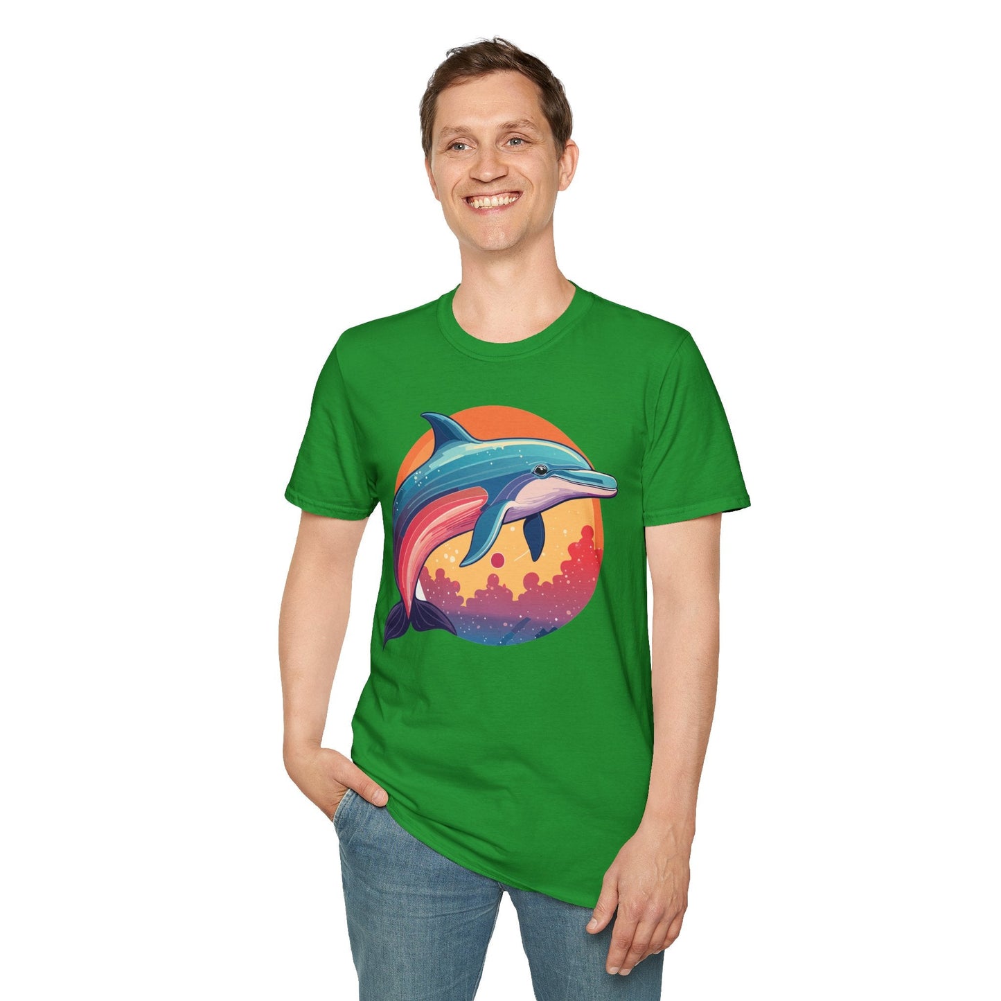Dolphin Shirt For Unisex Adults Gildan Softstyle 64000 Ring Spun Cotton Tee Fish Tee