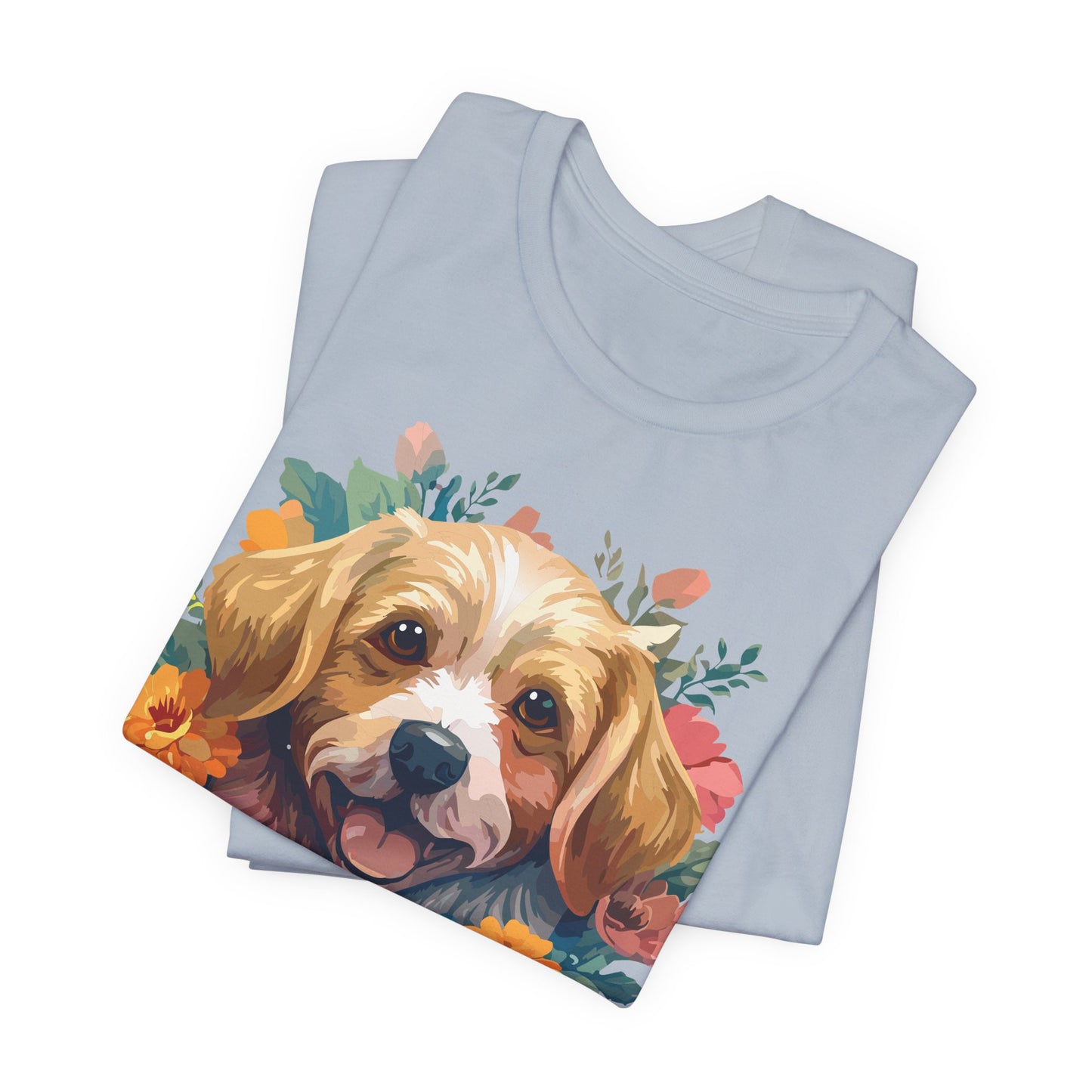 Floral Dog Tee, Animal Shirt, Dog Shirt, Floral Tee, Flower T-shirt, T-Shirt with Animal, Summer Top with Art Design