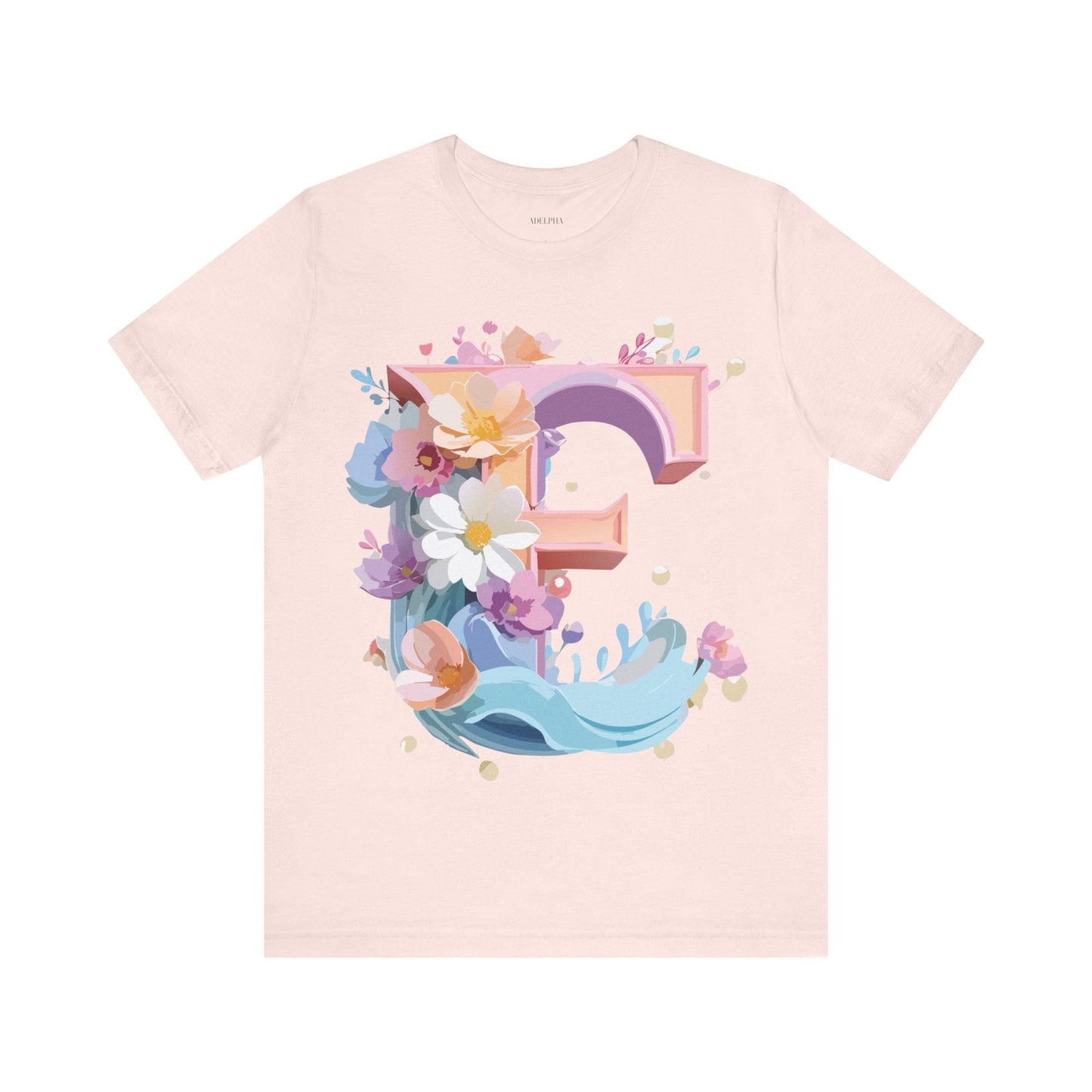 Letter E Shirt Graphic Tee Unisex Vintage Inspired Artwork By Adelpha Premium Short Sleeve