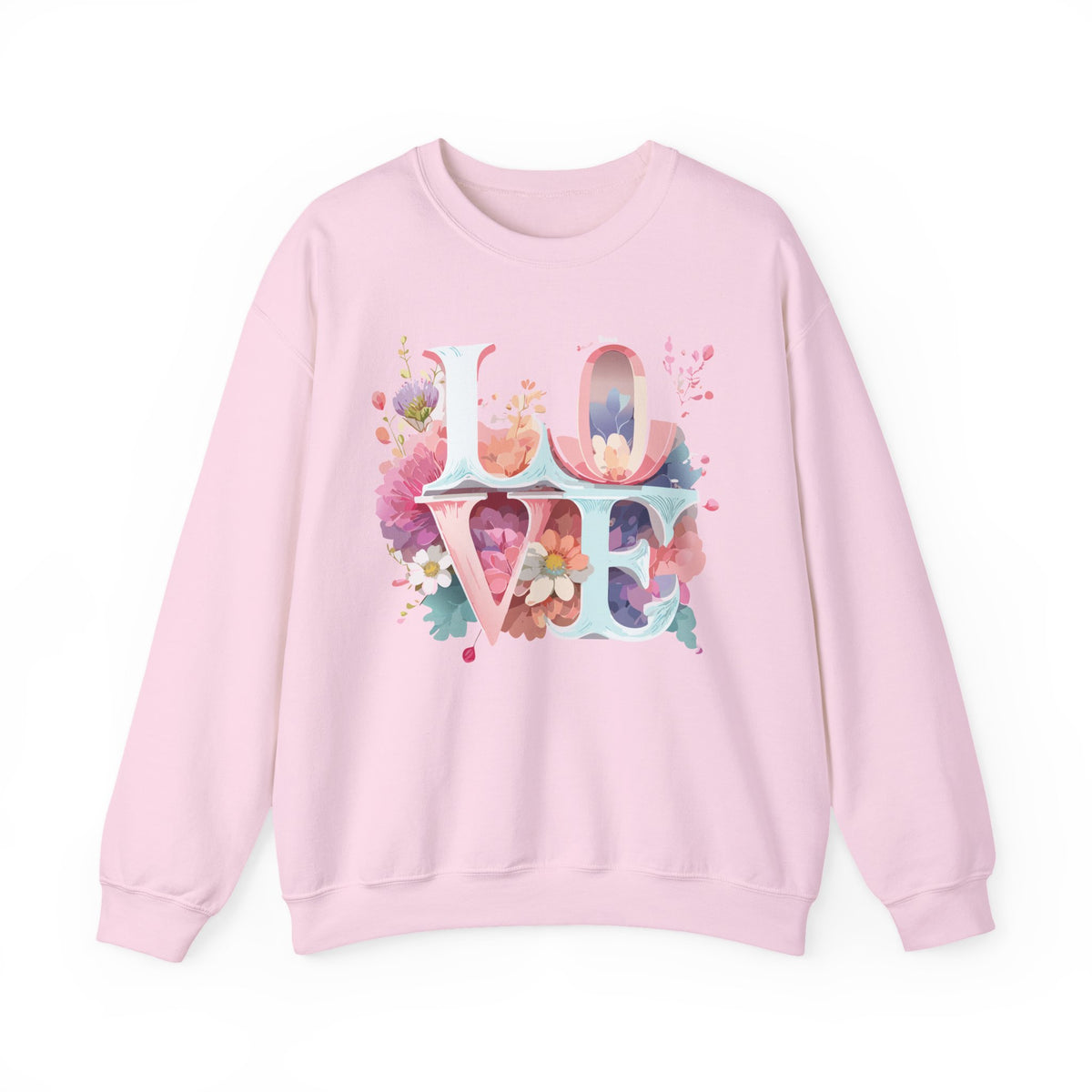 Floral Love Graphic Valentine's Day Sweatshirt Unisex 50/50 Cotton-Poly Sweatshirt w61