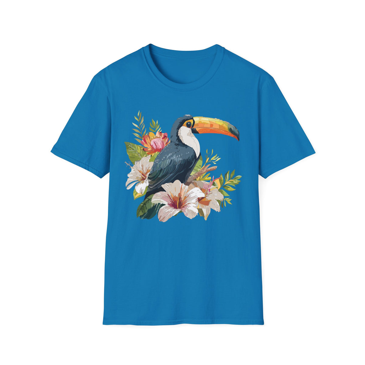 Toucan Floral Illustration T-Shirt | Tropical Bird Art Tee