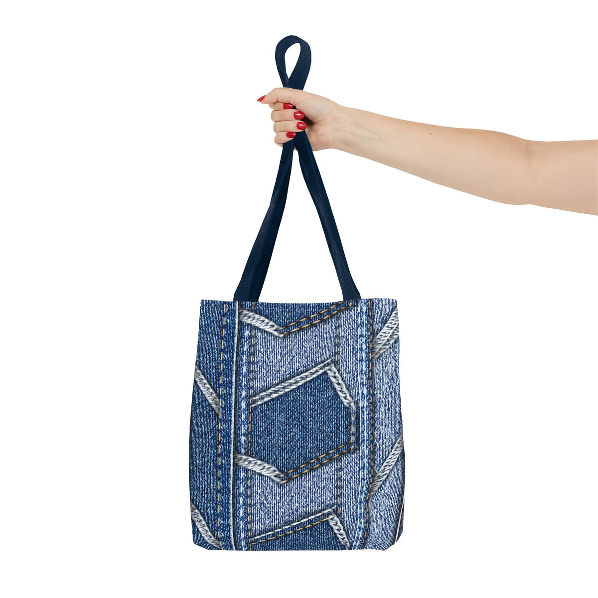 Denim Fabric Imitation Print Unisex Canvas Bag Poly Spun 3 Sizes Tote Bag 114