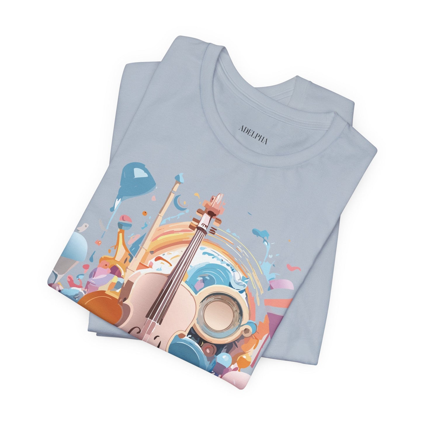 Music Graphic Unisex 100 Cotton Vintage Art with Musical Elements Tee 80